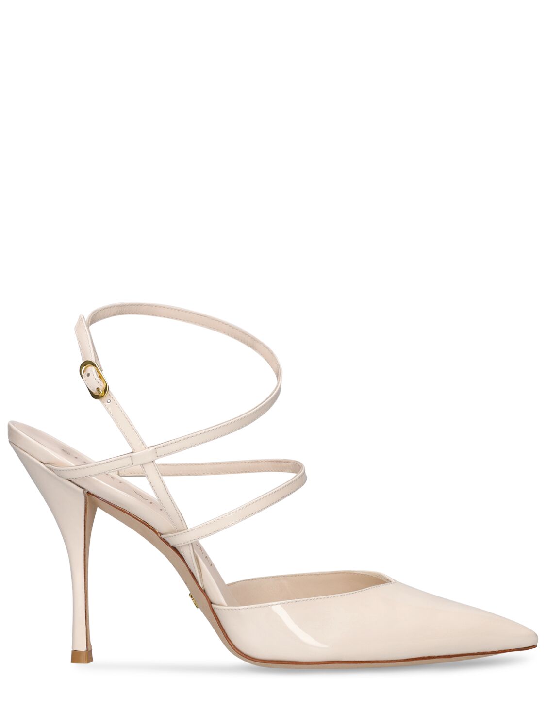 Stuart Weitzman 100mm Strapeze Patent Leather Pumps In Off White