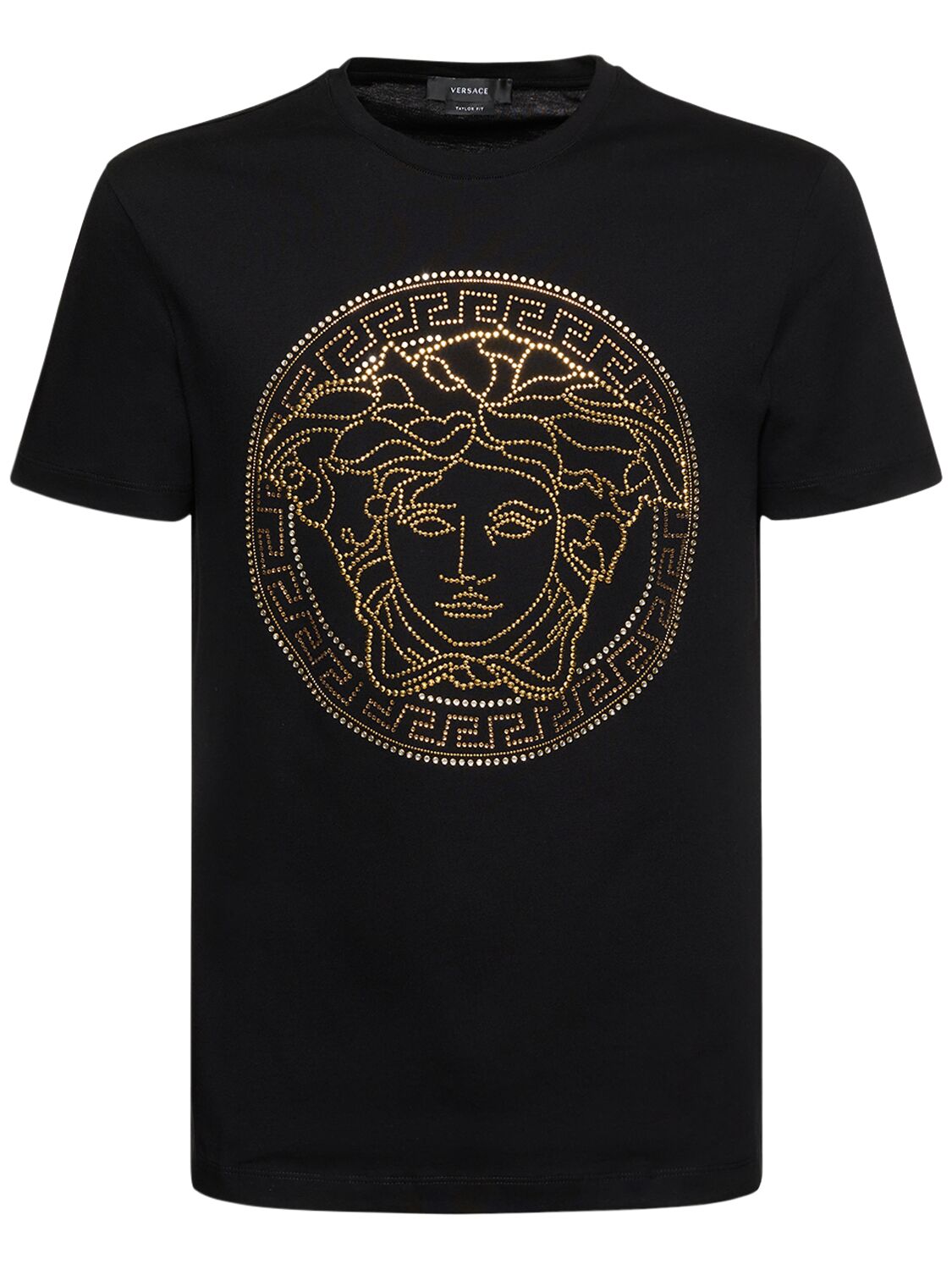 Versace T-shirt Aus Baumwolle Mit Medusendruck In Black