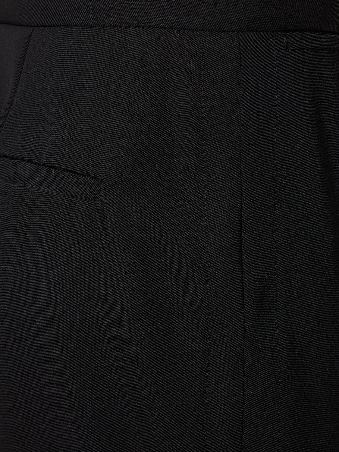 Shop Stella Mccartney Flared High Waisted Wool Twill Pants In Black