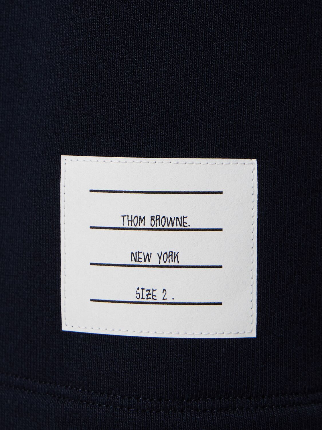 Shop Thom Browne Cotton Sweat Shorts W/ Logo Patch In Navy
