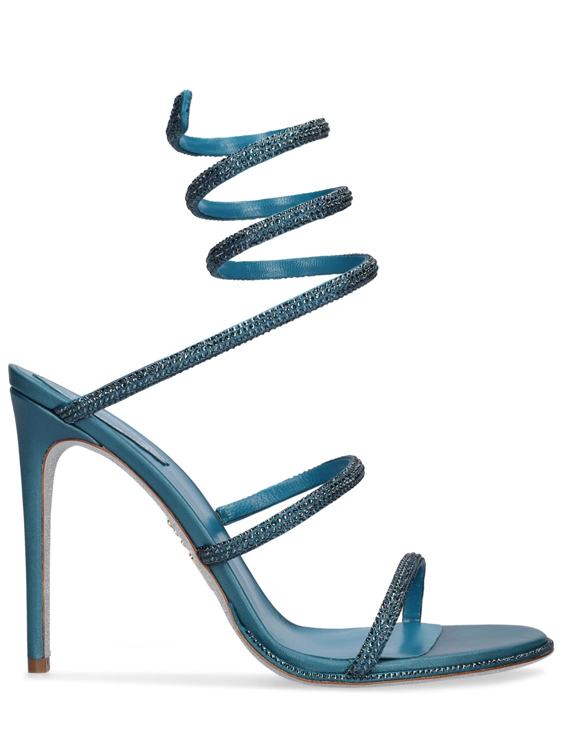 René Caovilla 105mm Embellished Leather Sandals In Turquoise