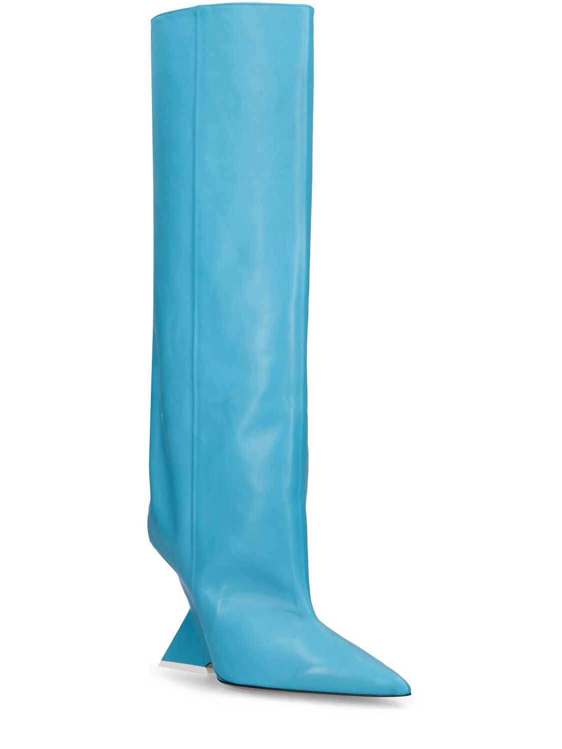 Shop Attico 105mm Cheope Leather Tall Boots In Blue