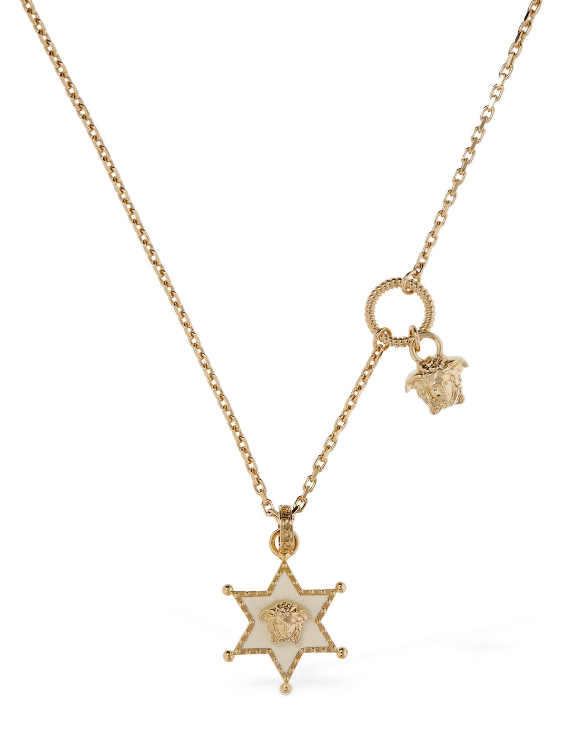Versace Sheriff Star Charm Necklace In Gold,white