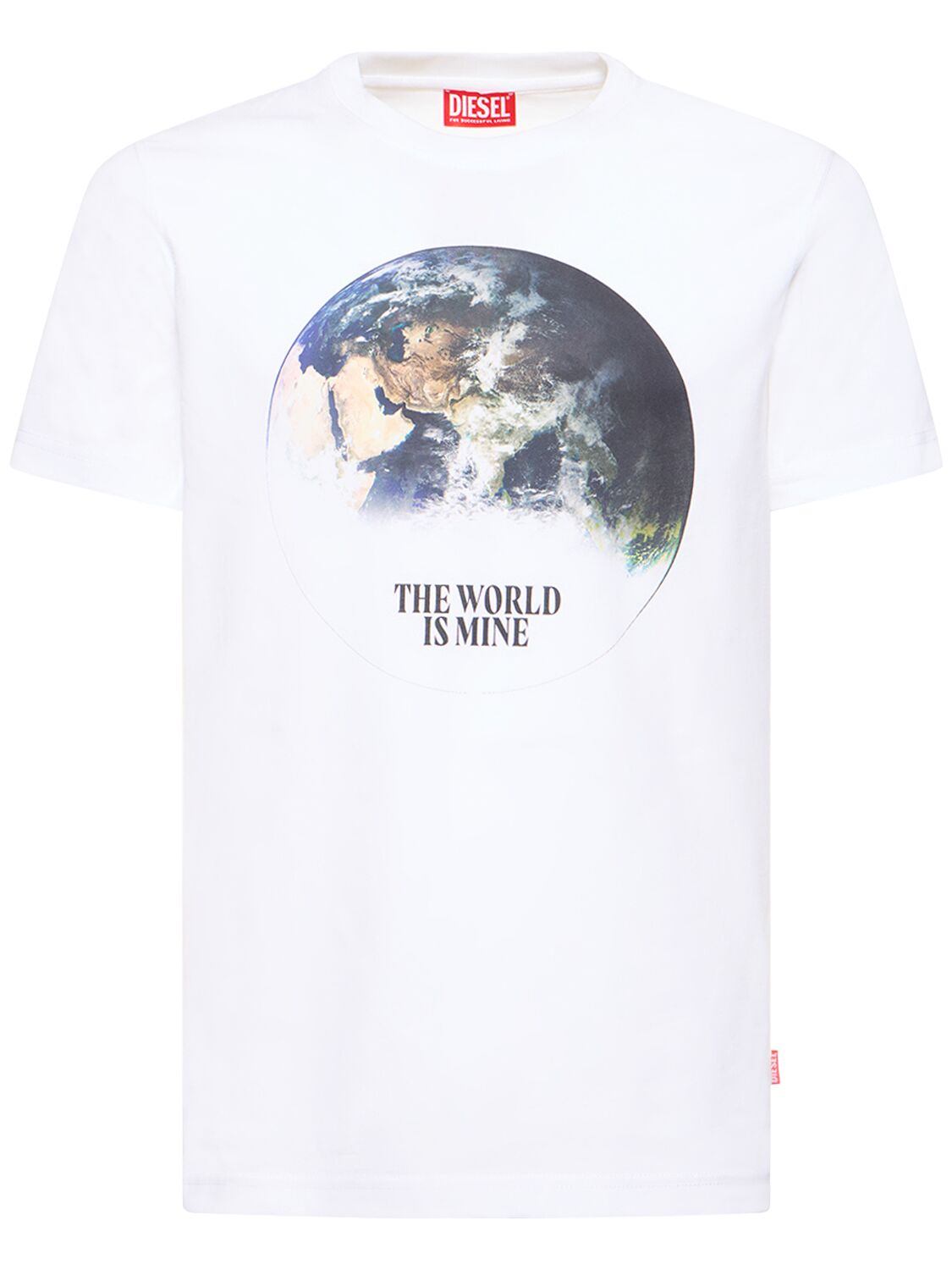 The World Is Mine Printed Cotton T-shirt – MEN > CLOTHING > T-SHIRTS