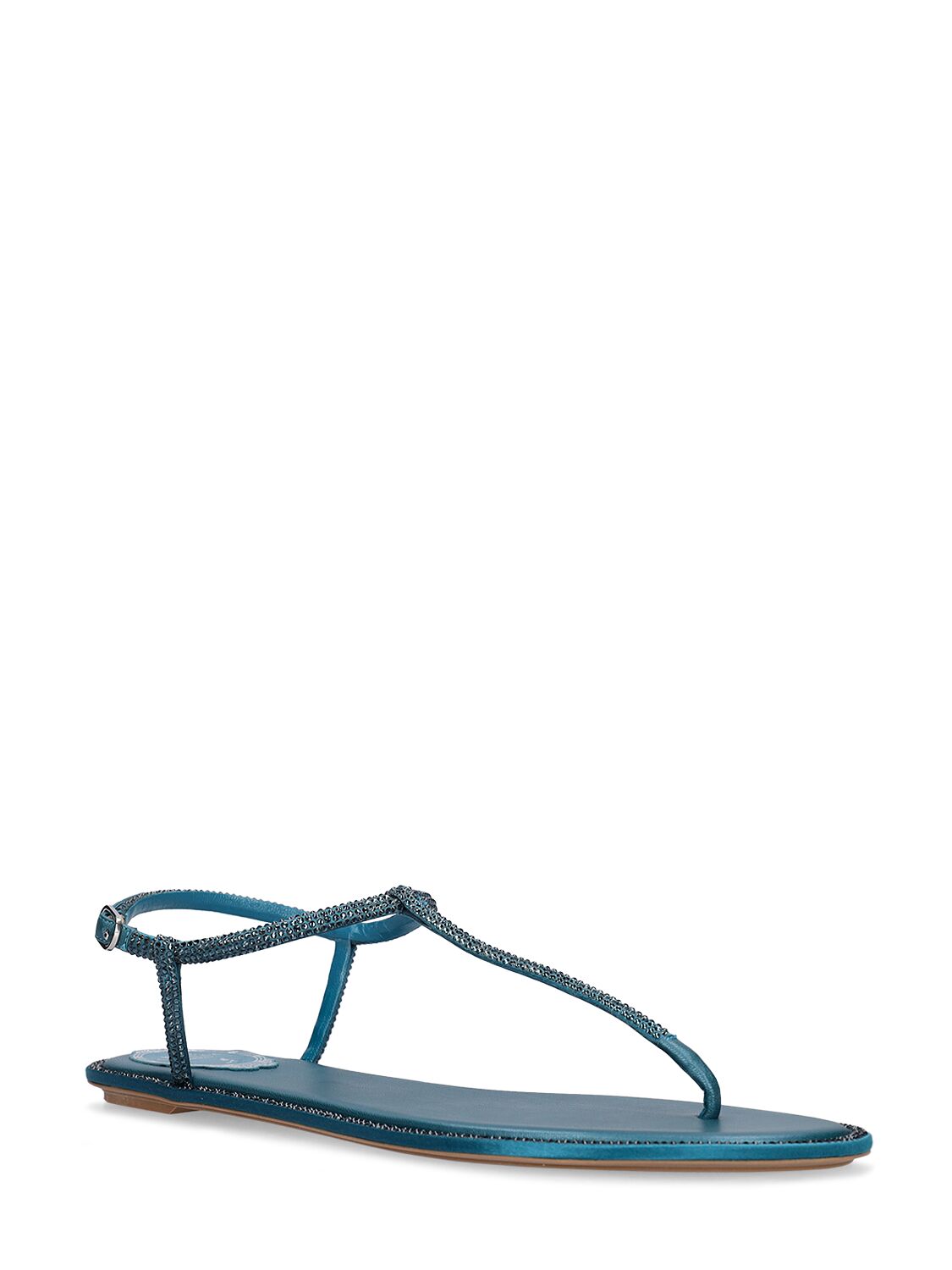 Shop René Caovilla 10mm Diana Satin Thong Sandals In Turquoise