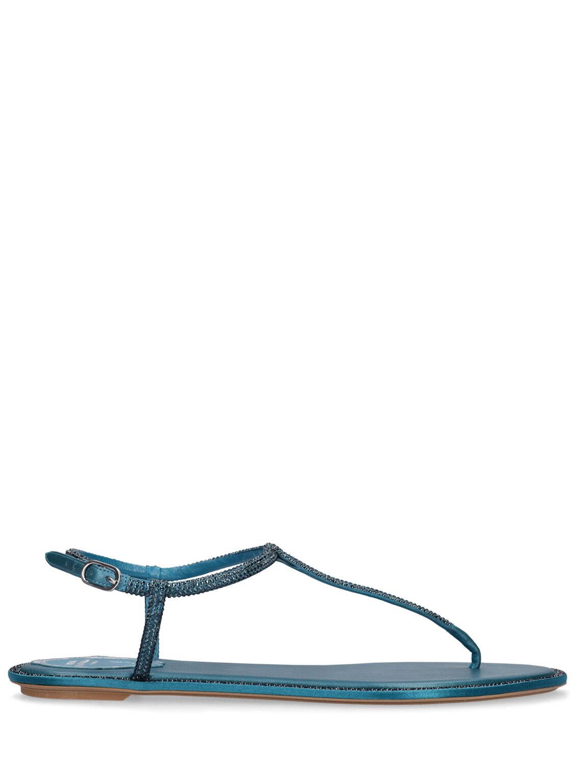 René Caovilla 10mm Embellished Satin Thong Sandals In Turquoise