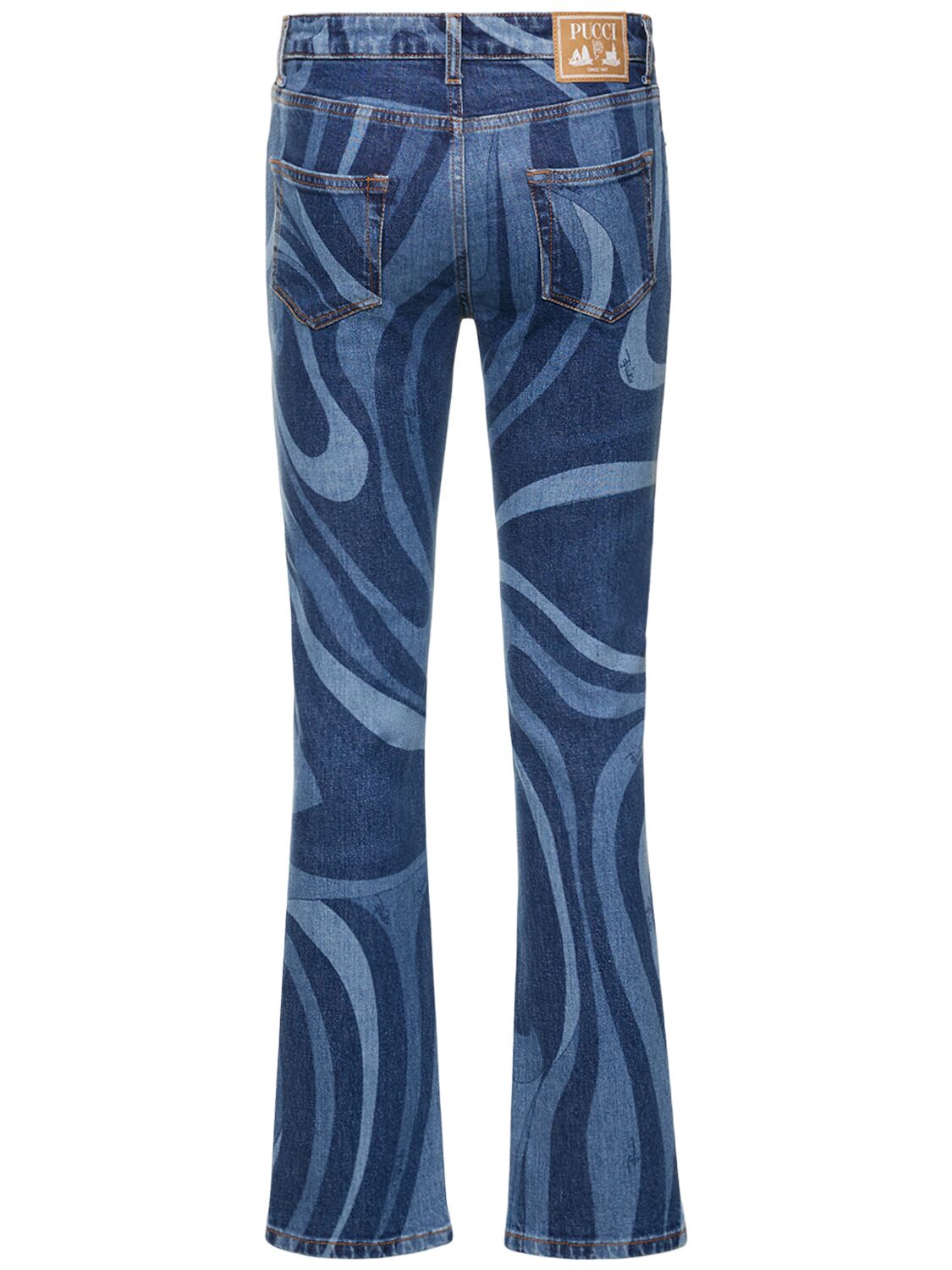 Shop Pucci Marmo Printed Denim Straight Jeans