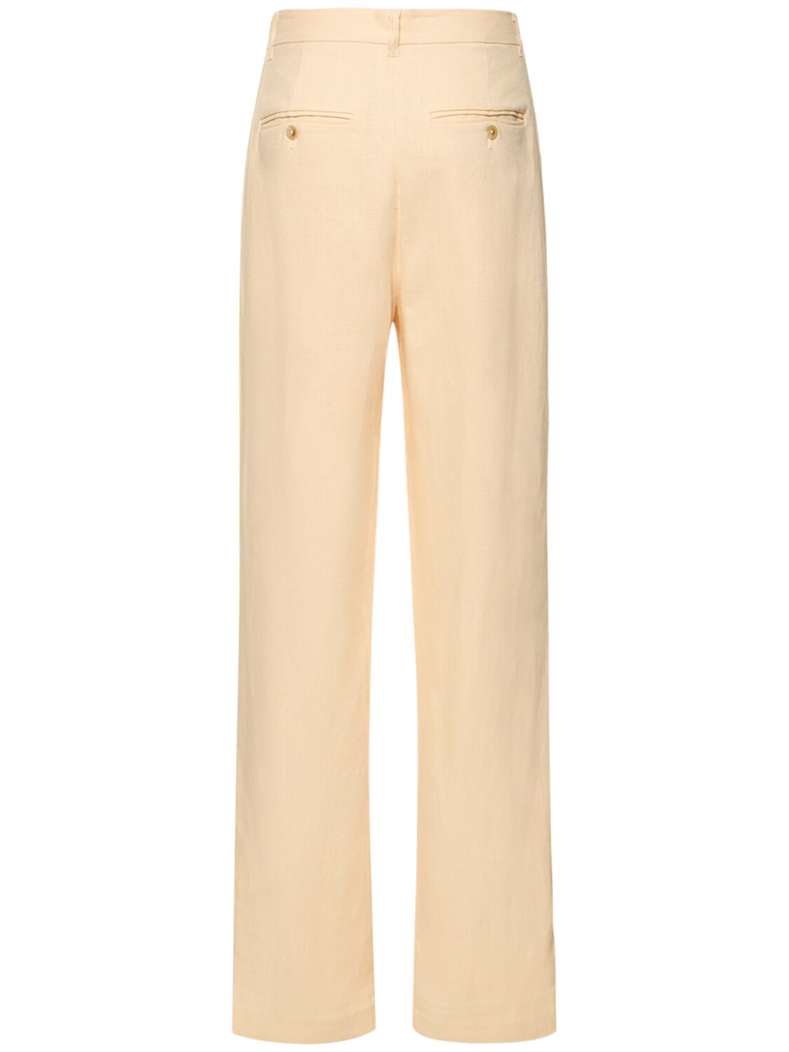 Shop Anine Bing Jay Linen Straight Pants In Yellow