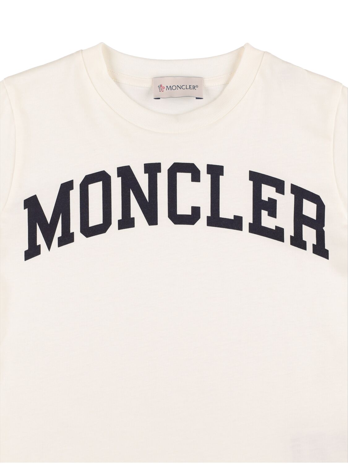 Shop Moncler Printed Cotton Jersey T-shirt In Natural
