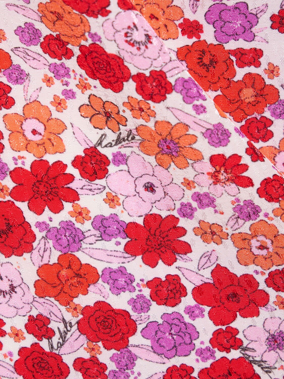 Cotton Jacquard Stripe Ditsy Floral Pink/Red