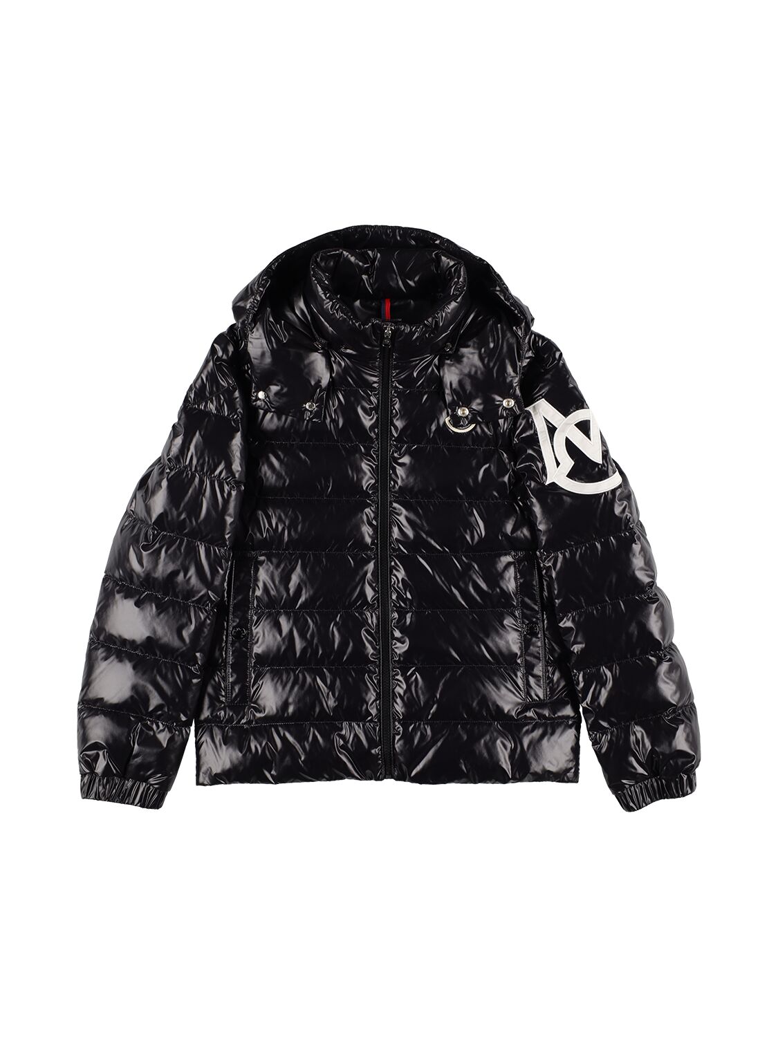 Moncler Kids' Saulx Nylon Laqué Down Jacket In Black