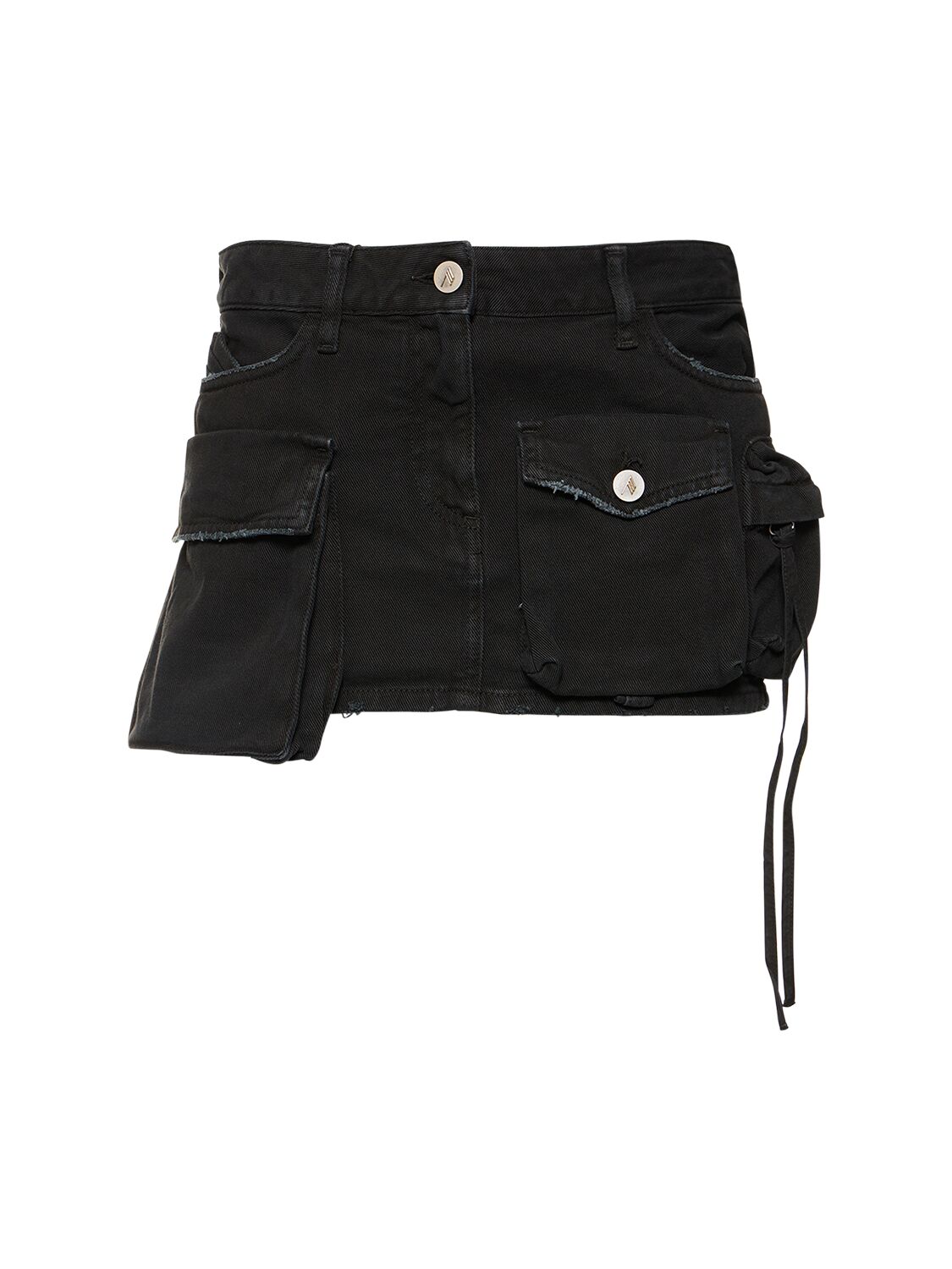 Shop Attico Fern Denim Cargo Mini Skirt In Black