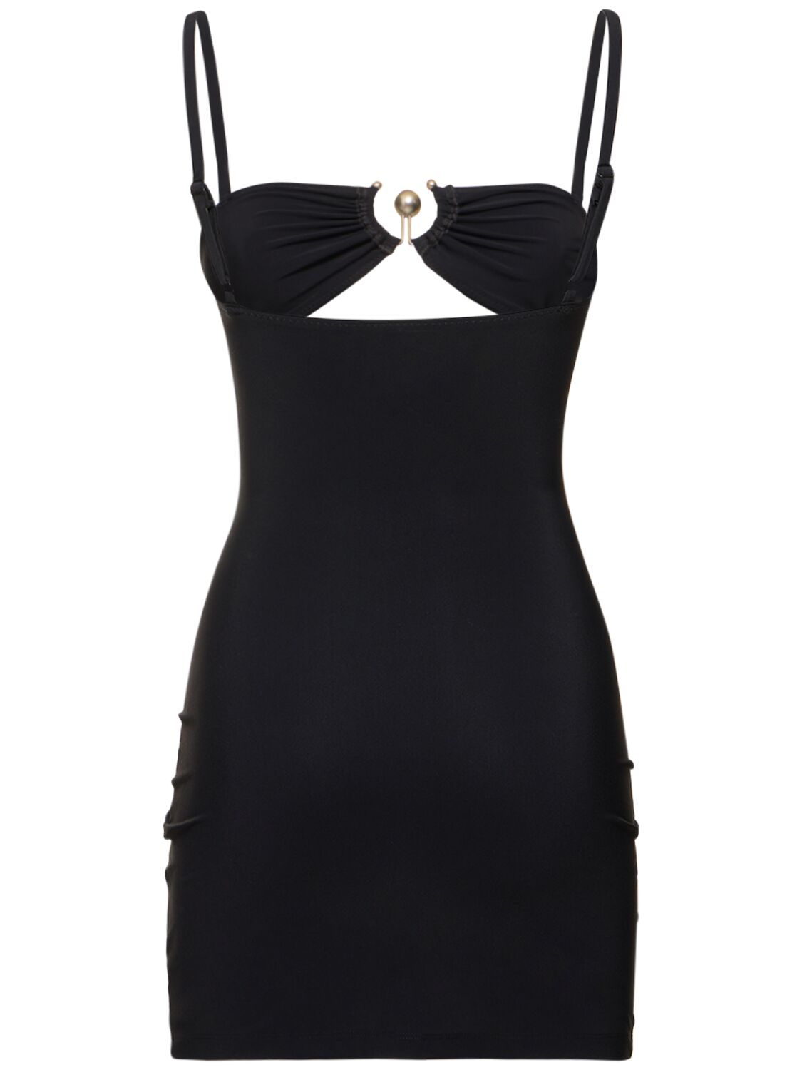 Shop Christopher Esber Pierced Orbit Cutout Jersey Mini Dress In Black