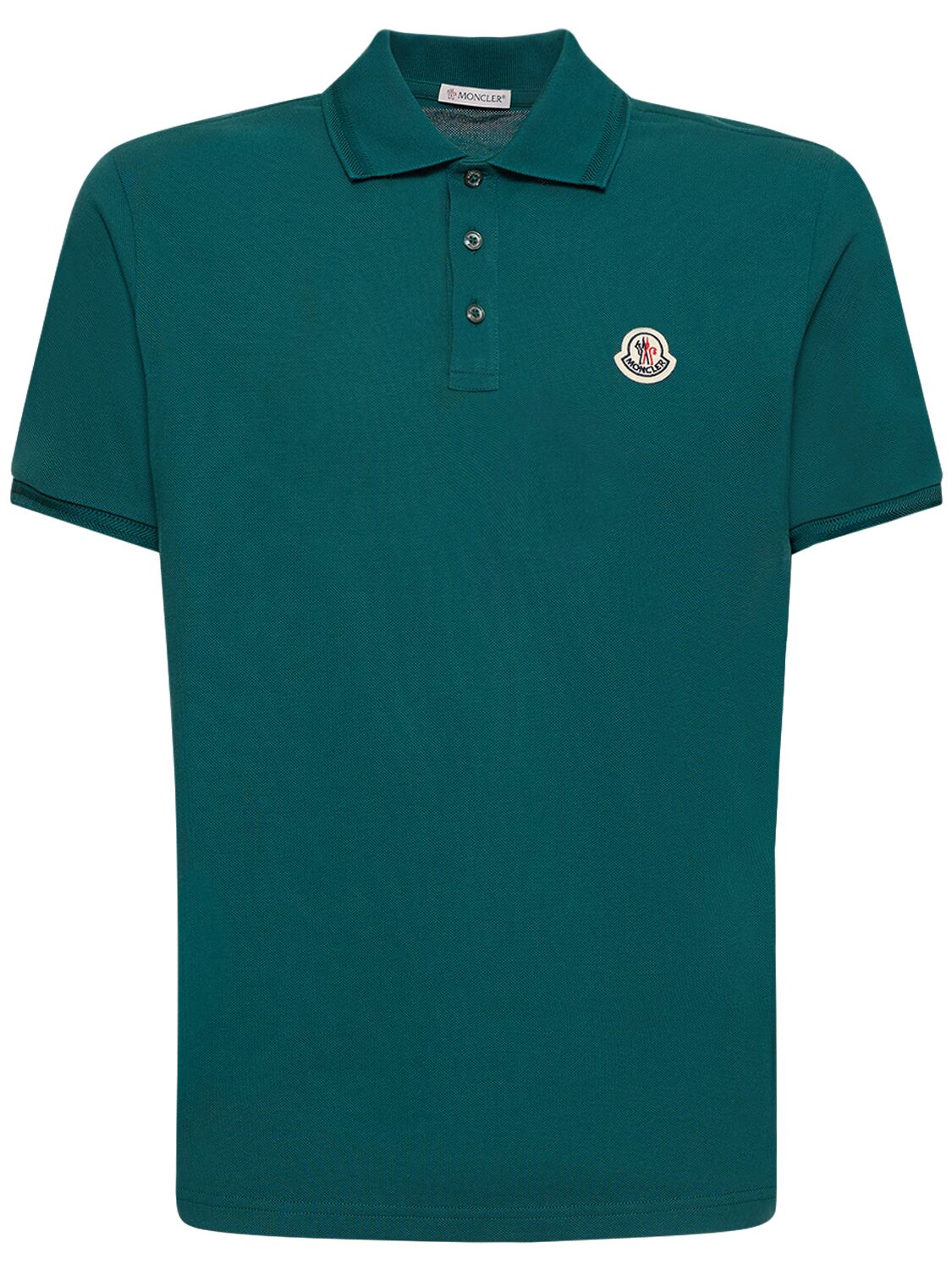 Moncler Logo Patch Polo Shirt In Forest Green