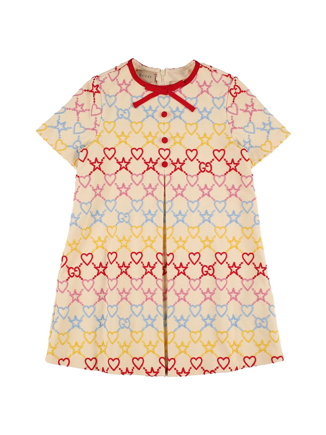 Shop Gucci Embroidered Stretch Viscose Dress In Multicolor