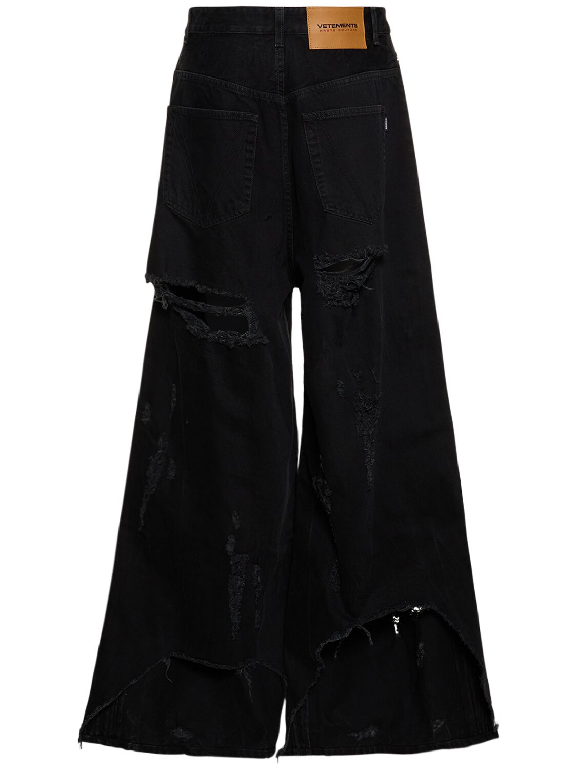 Shop Vetements Distressed Baggy Cotton Denim Jeans In Black