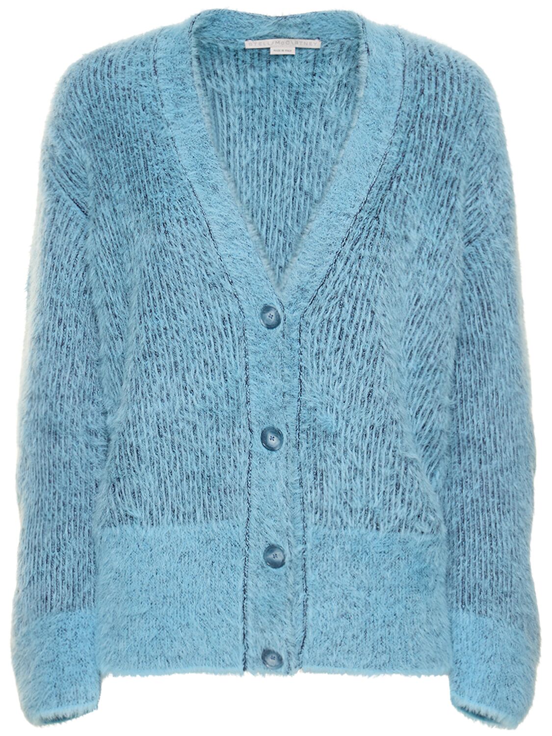 Stella Mccartney + Net Sustain Brushed Knitted Cardigan In Bright Blue