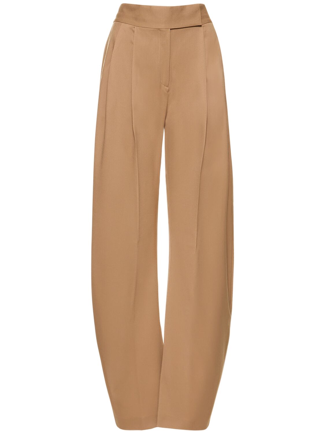 Shop Attico Gary Wool Blend High Rise Wide Pants In Camel