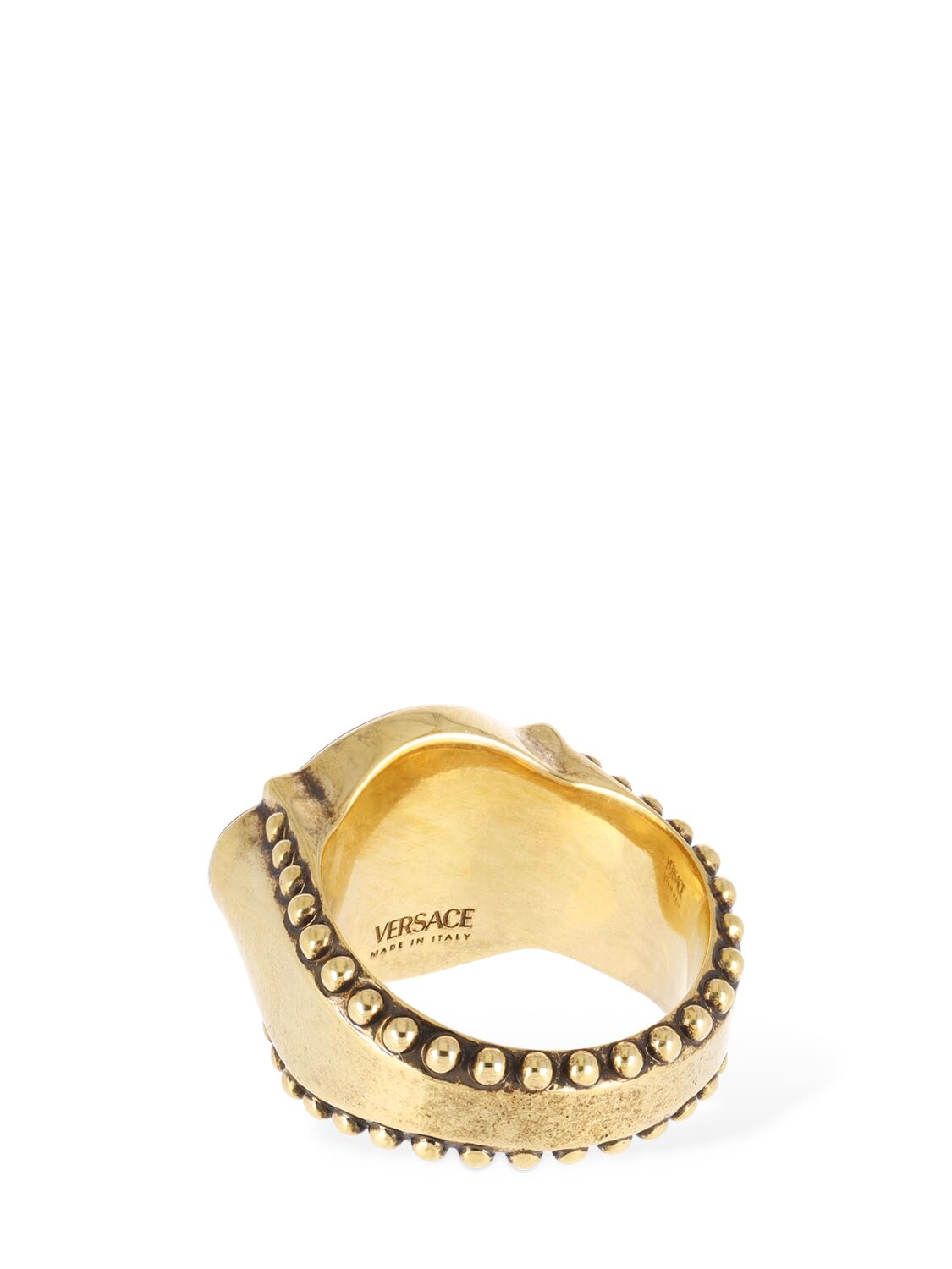 Shop Versace Medusa Thick Ring In Gold