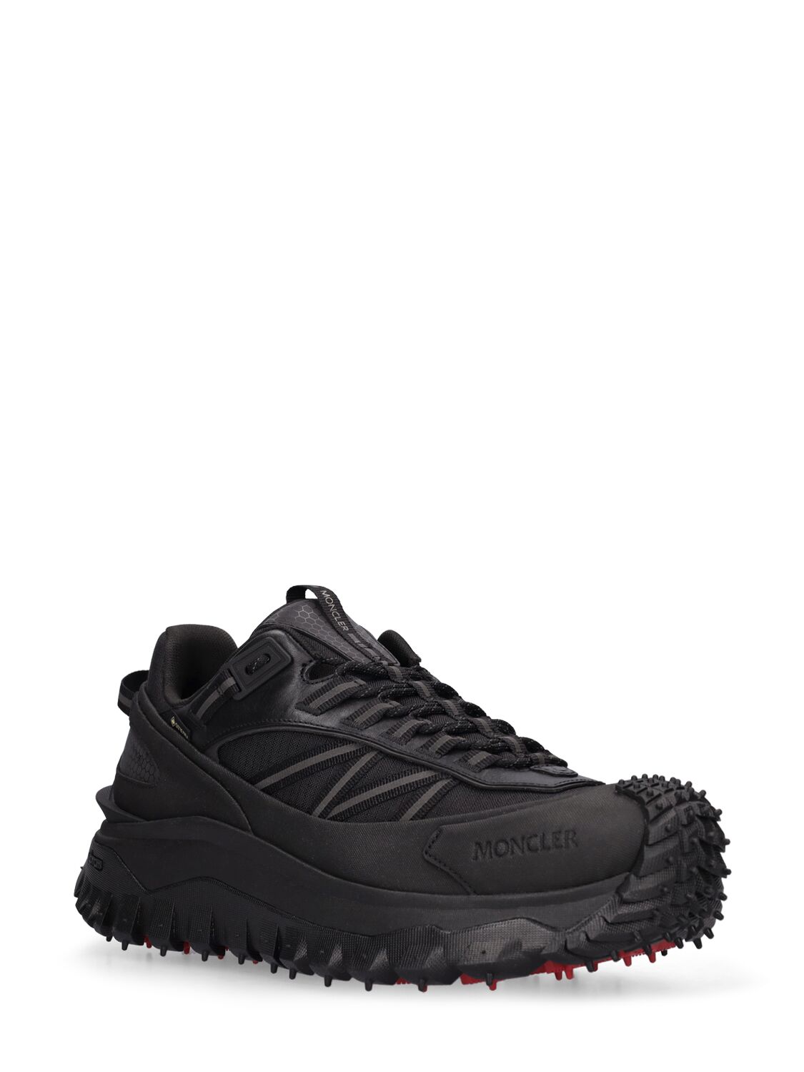 Shop Moncler Trailgrip Gtx Leather Sneakers In Black
