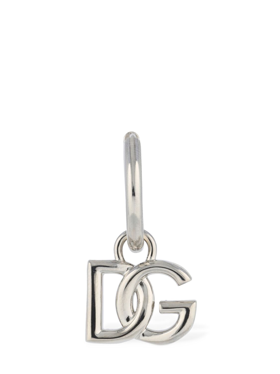 Dolce & Gabbana Dg Logo Faux Pearl Mono Earring In Silver,white
