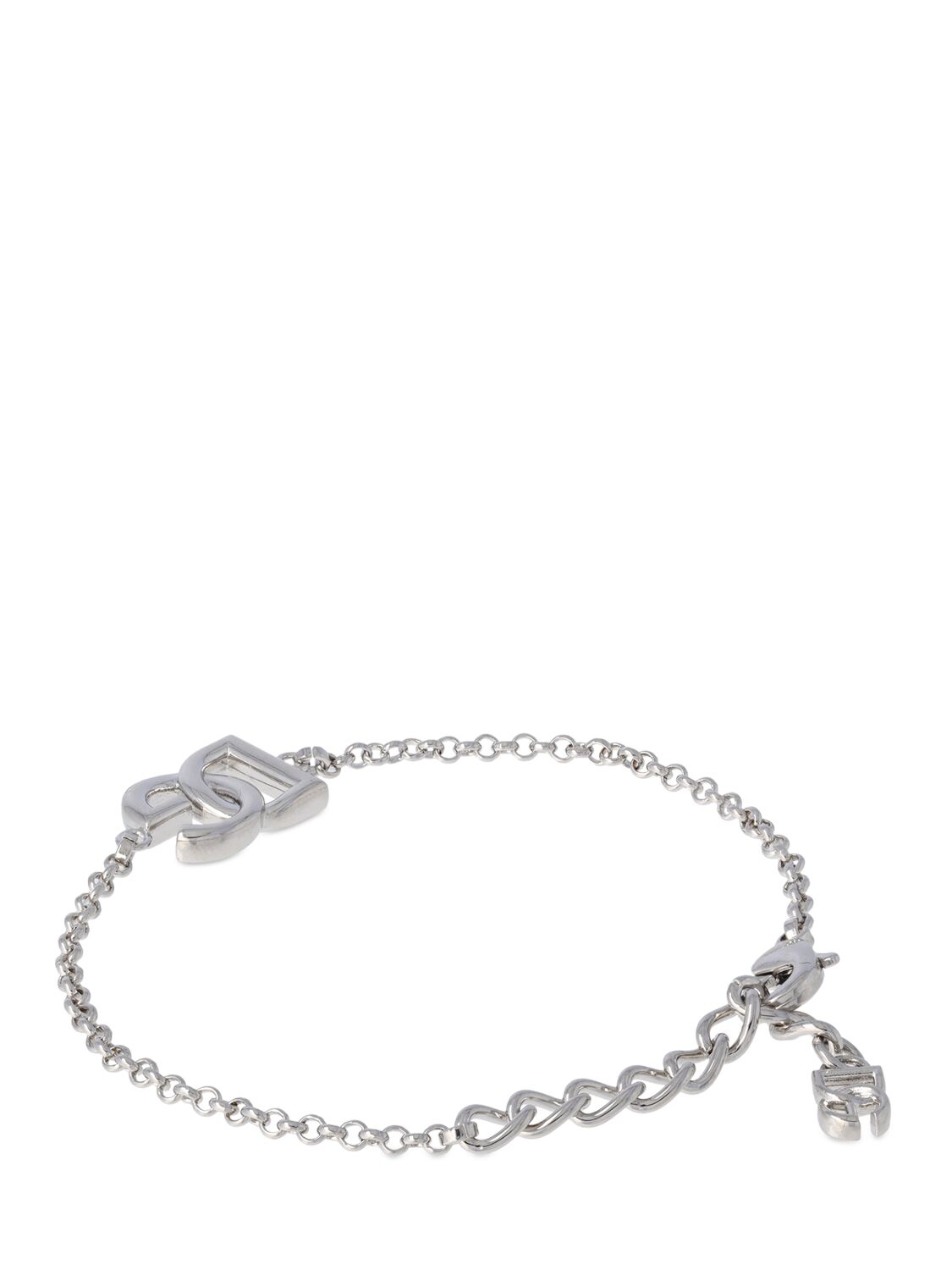 Shop Dolce & Gabbana Dg Logo Chain Bracelet In Silver