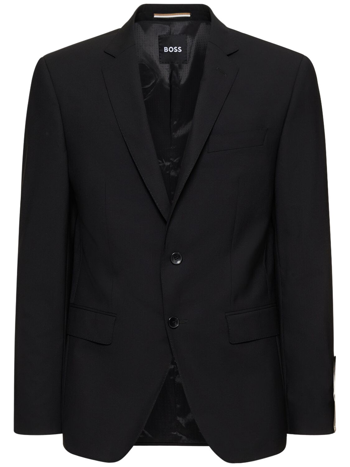 Hugo Boss Single-breasted Jacket In Virgin-wool Serge In Black