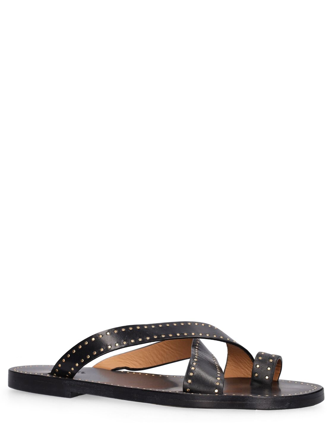 Shop Isabel Marant 10mm Jinsay Leather Flat Sandals In Black