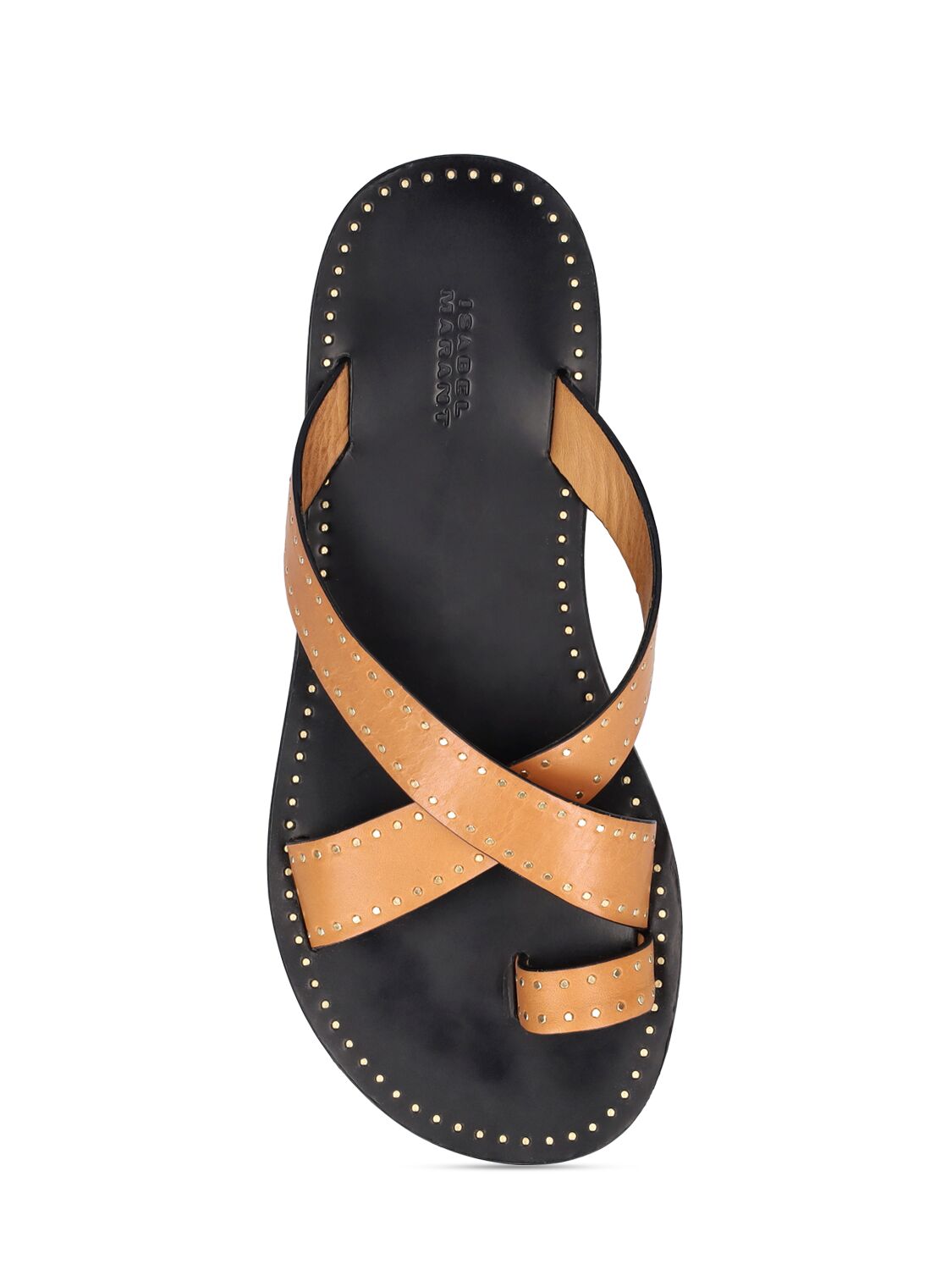 Shop Isabel Marant 10mm Jinsay Leather Flat Sandals In Natural