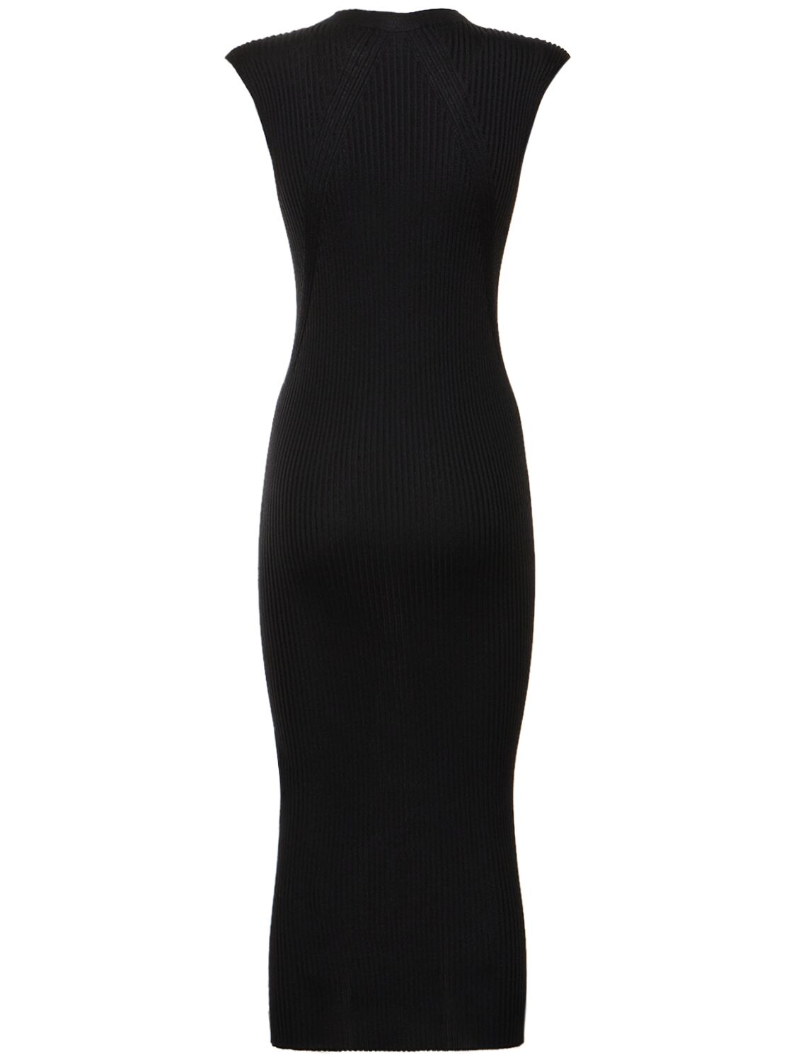 Shop Jil Sander Superfine Ribbed Viscose Midi Dress In Black