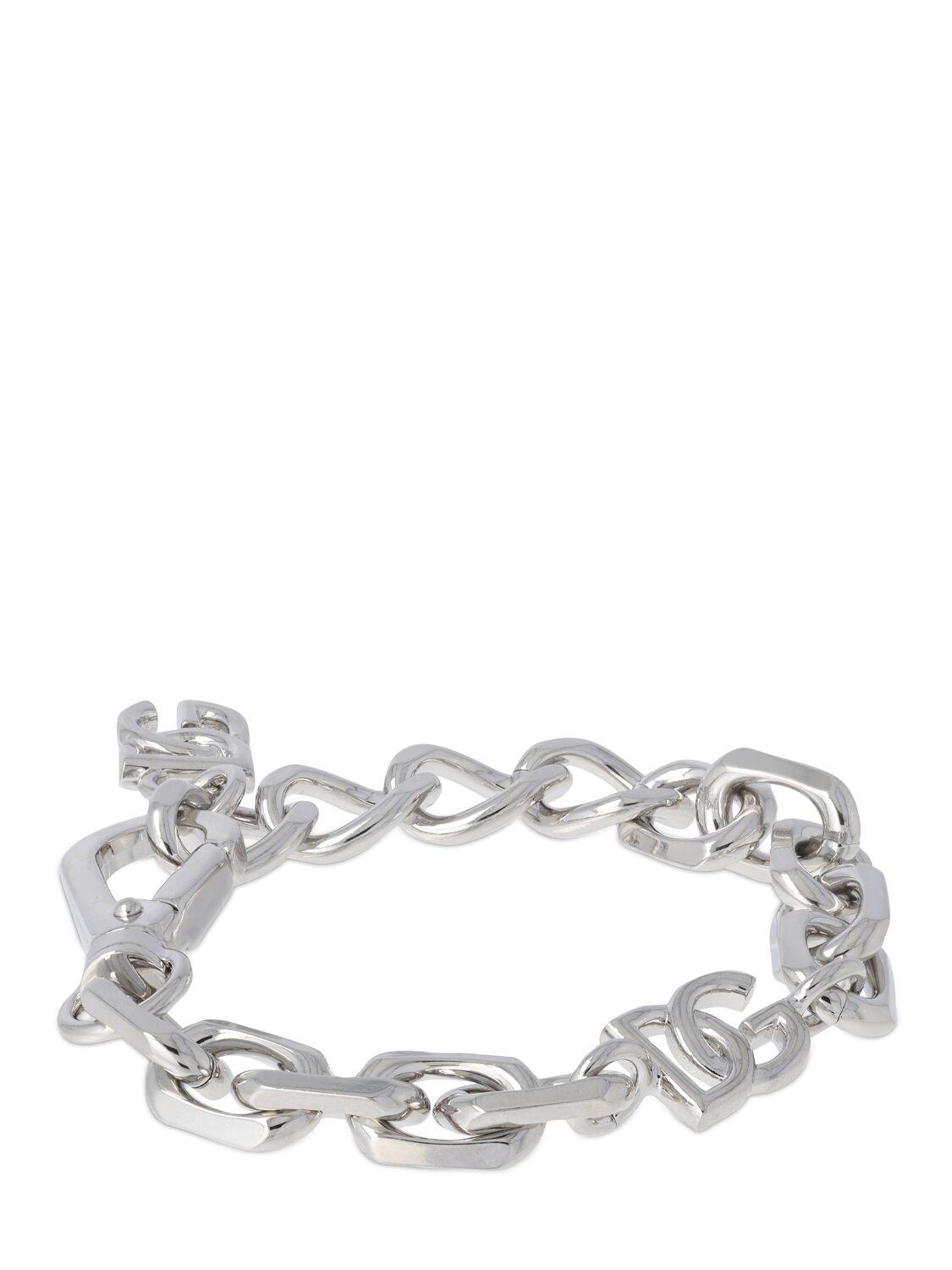 Shop Dolce & Gabbana Dg Logo Chunky Chain Bracelet In Silver