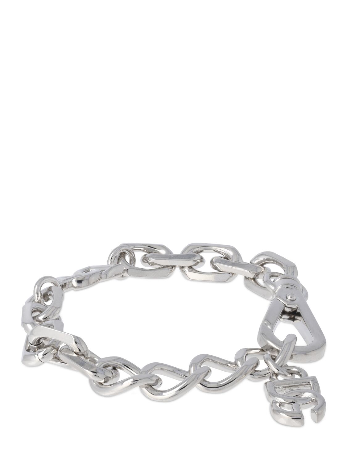 Shop Dolce & Gabbana Dg Logo Chunky Chain Bracelet In Silver