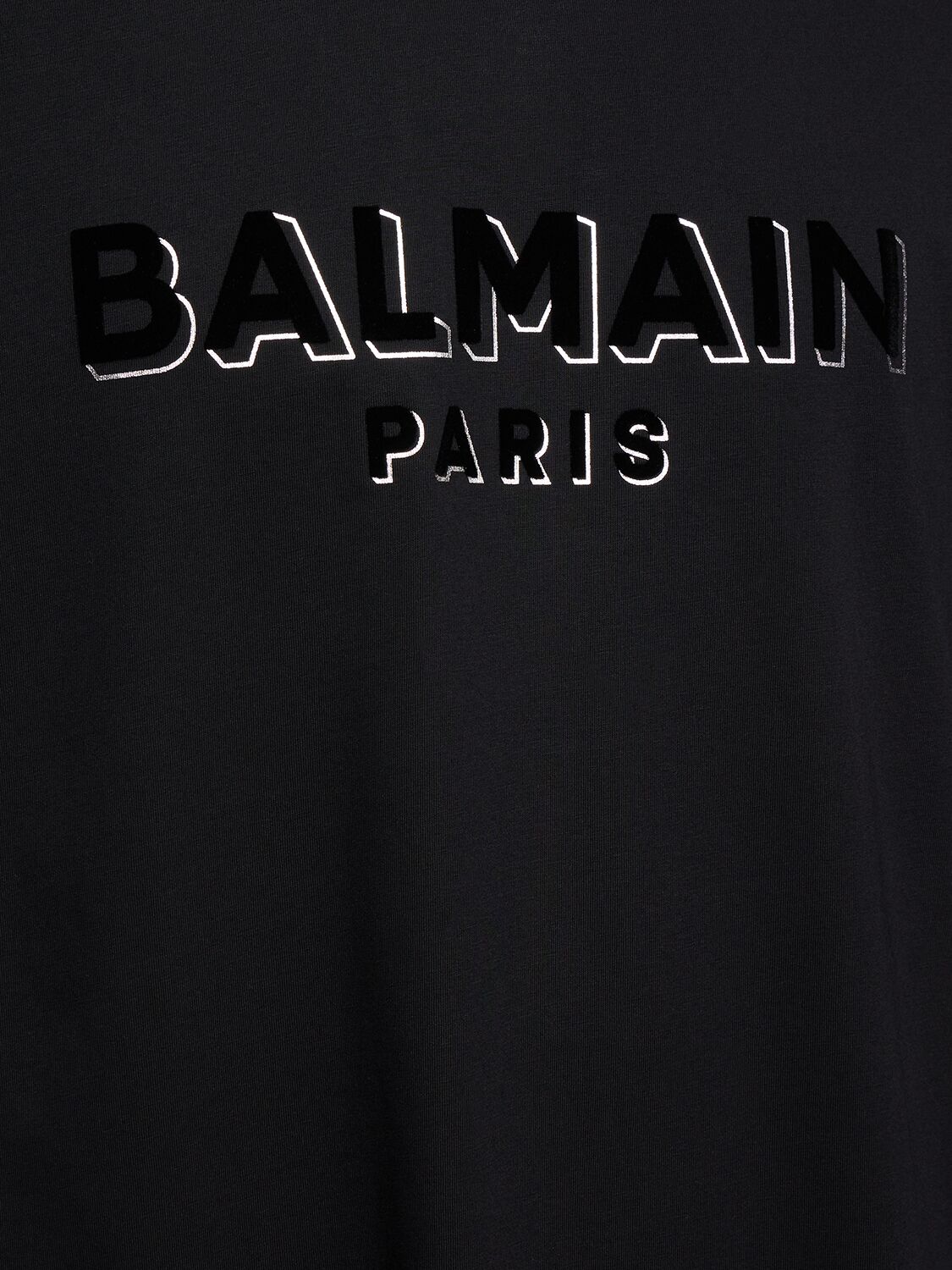 Shop Balmain Flocked & Foiled Logo T-shirt In Black,silver