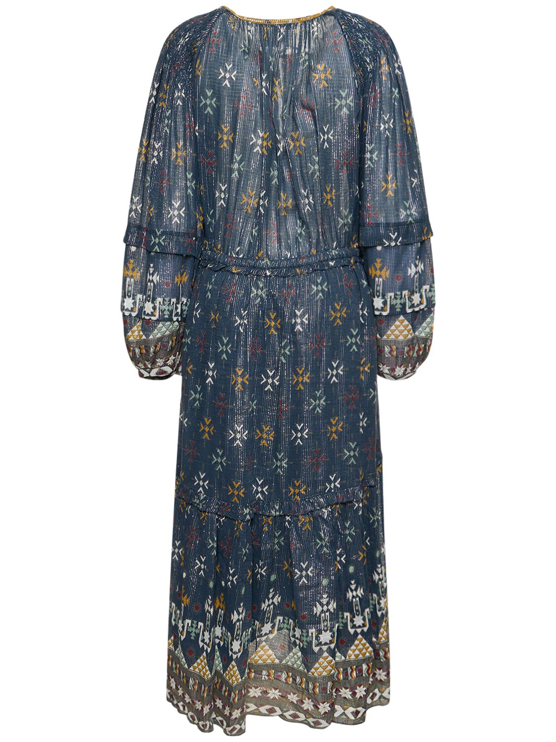 Shop Marant Etoile Fratela Floral Long Sleeve Midi Dress In Green,multi