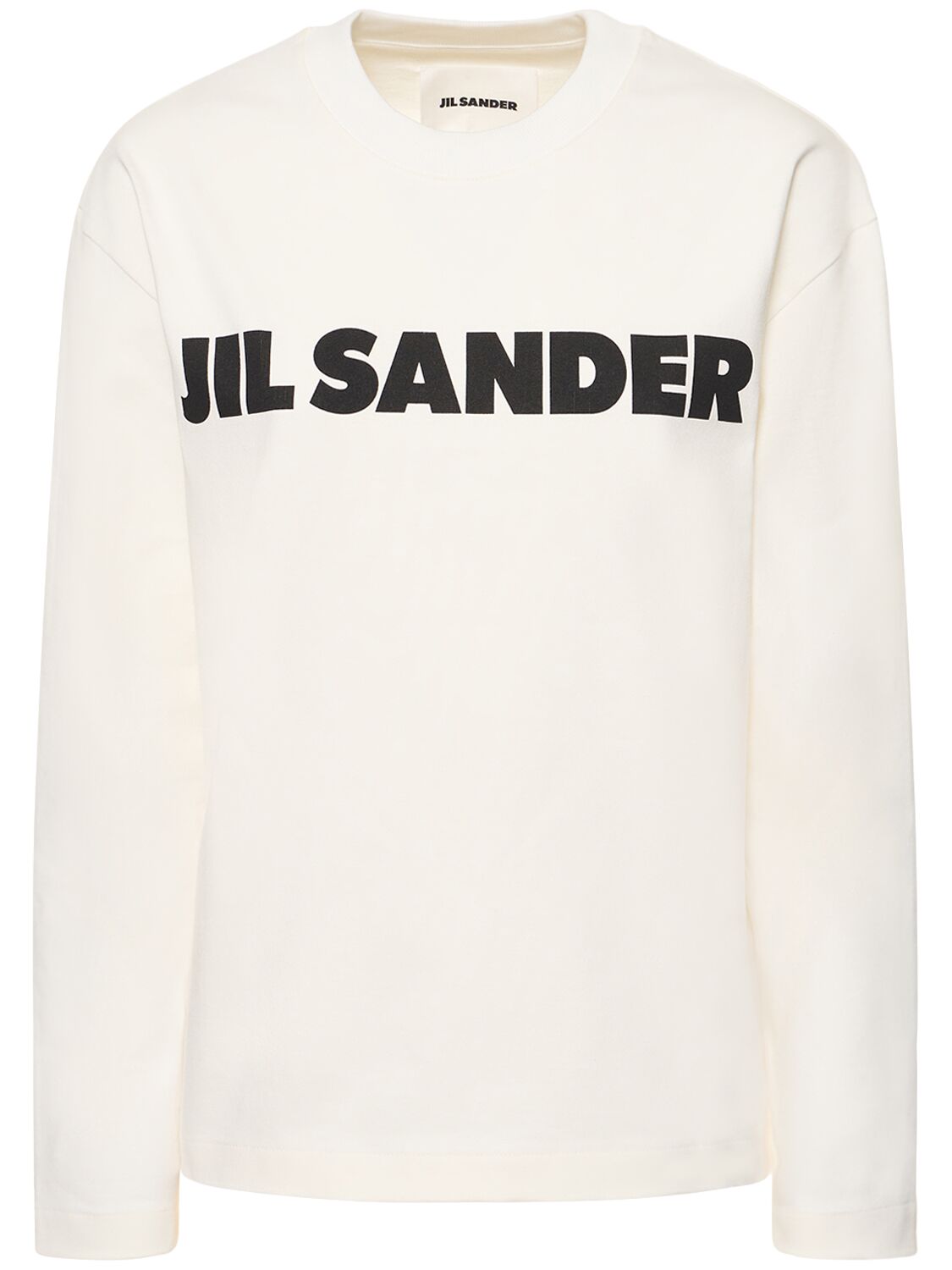 Shop Jil Sander Logo Printed Cotton Jersey T-shirt In Off-white