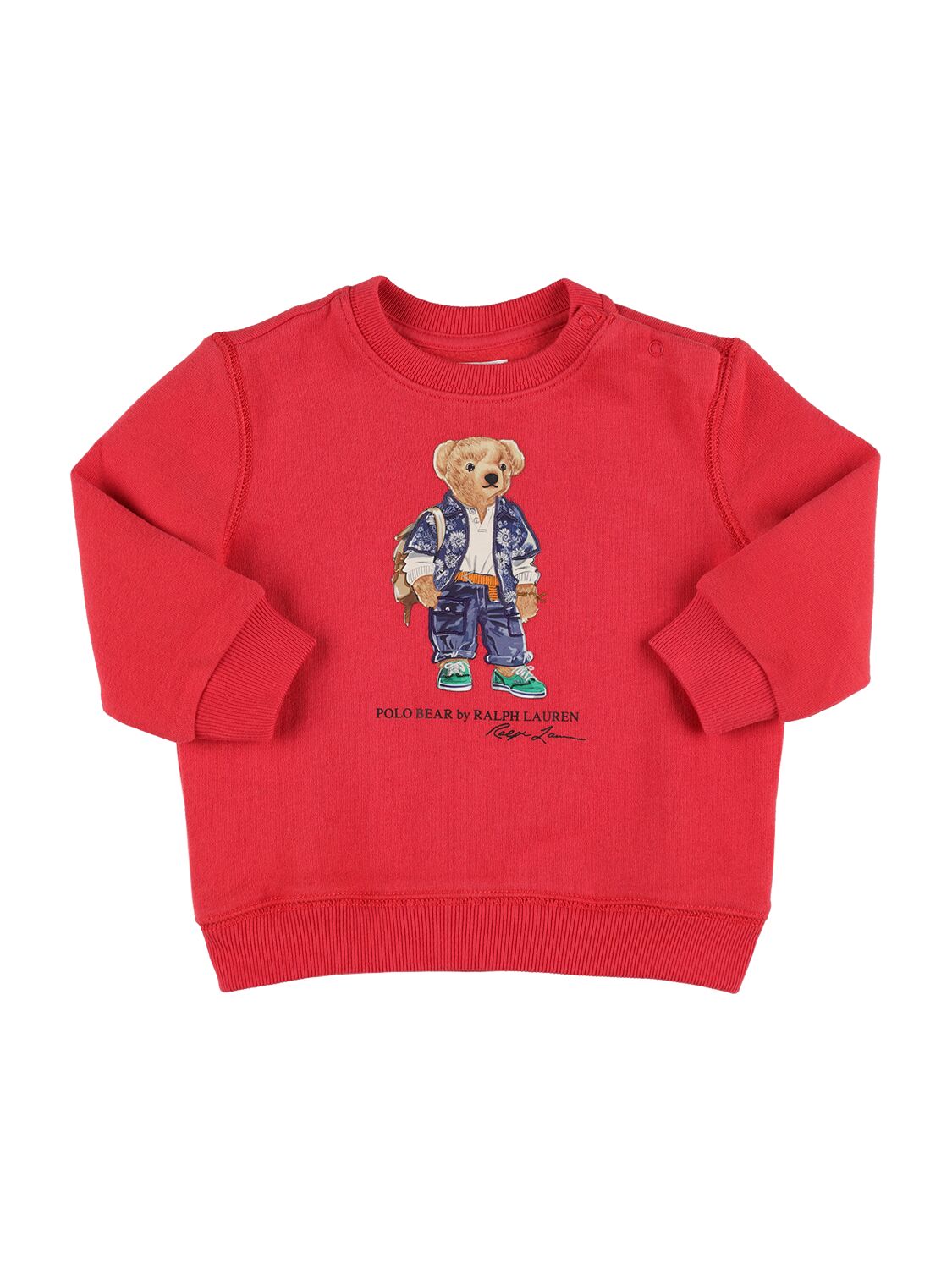 Image of Bear Print Cotton Sweatshirt