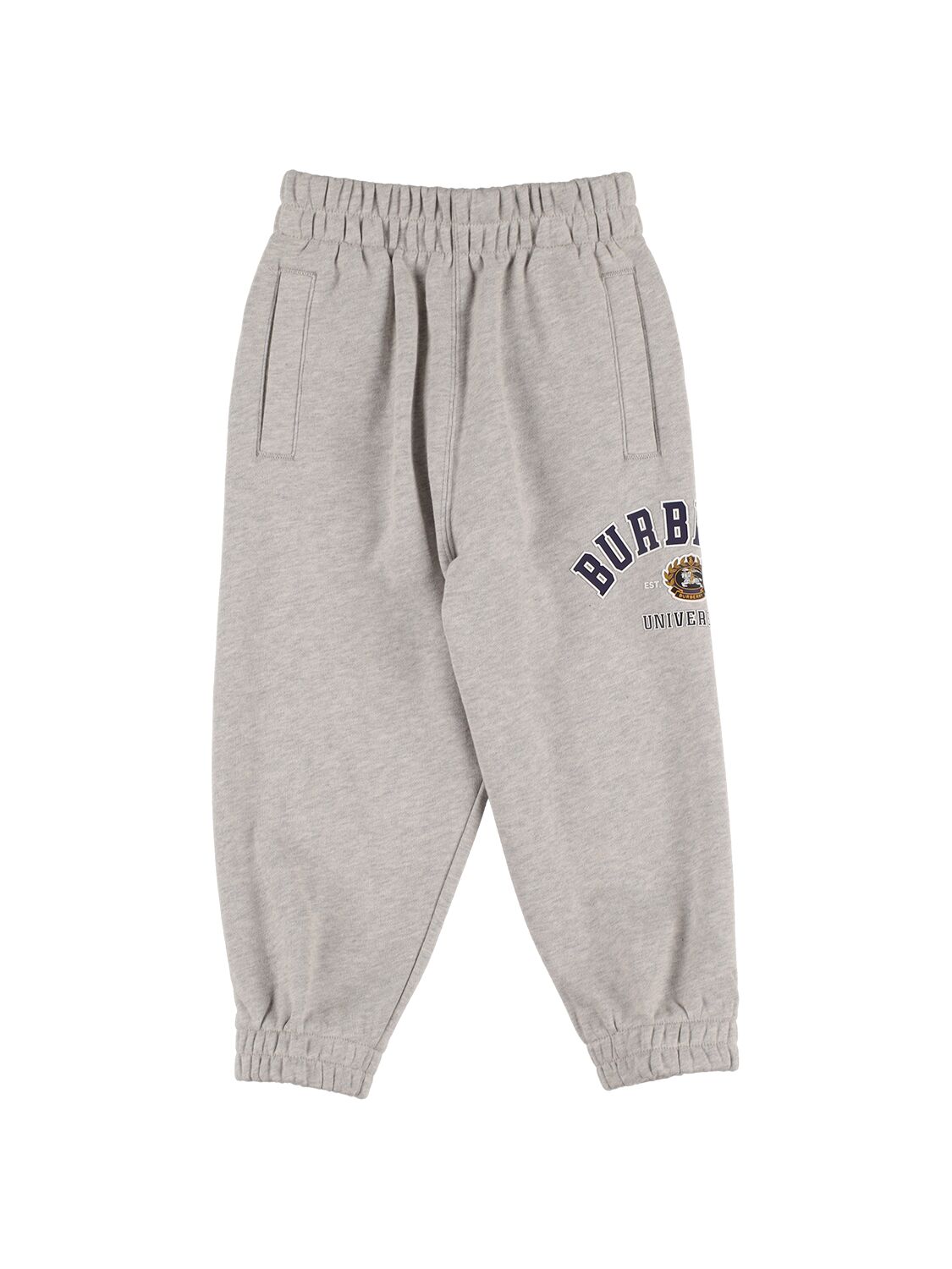Shop Burberry Logo Printed Cotton Sweatpants In Grey