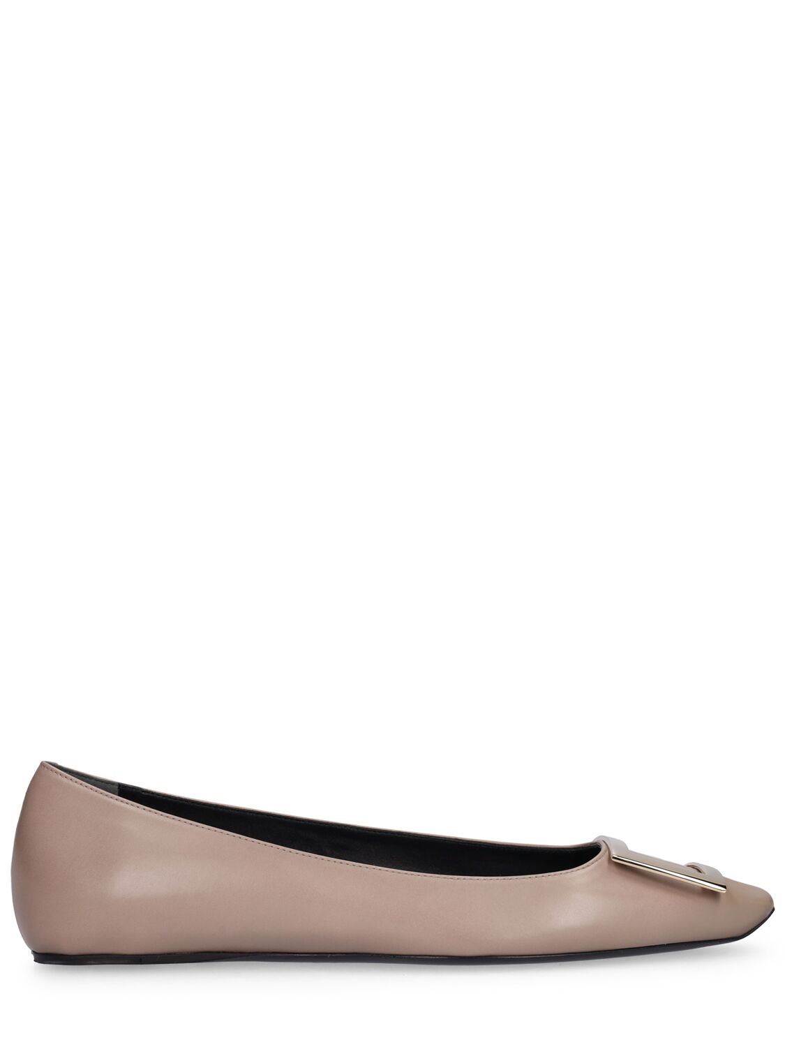 Roger Vivier 5mm Trompette Leather Flats In Taupe
