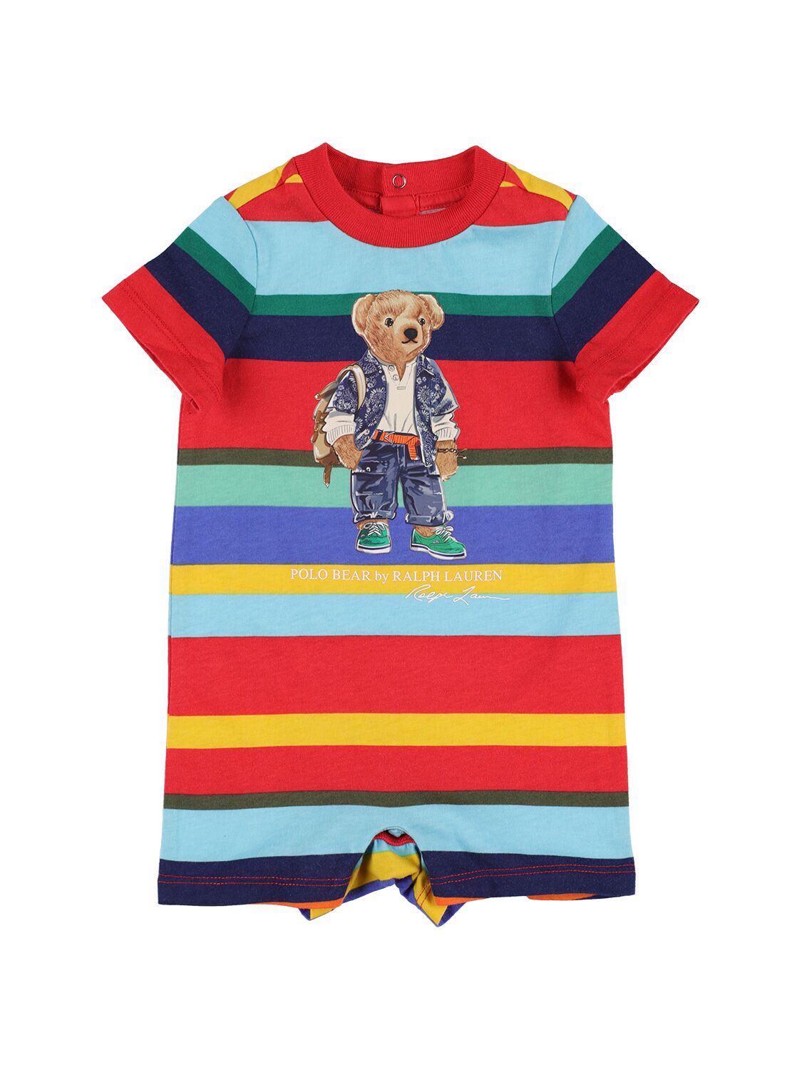Bear Print Cotton Jersey Romper – KIDS-BOYS > CLOTHING > ROMPERS