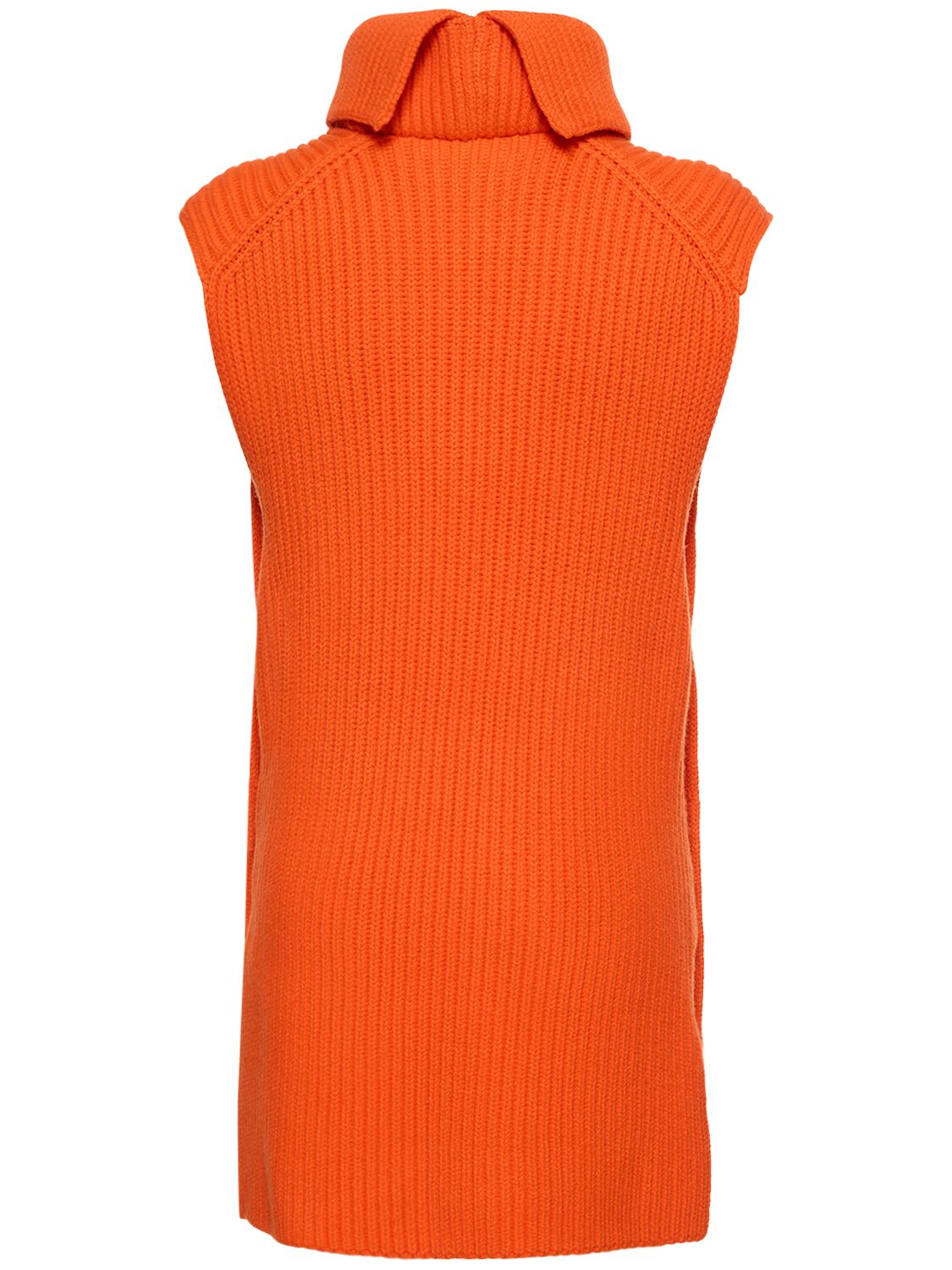 Shop Jil Sander Knit Wool Vest W/ Zip Detail In Orange