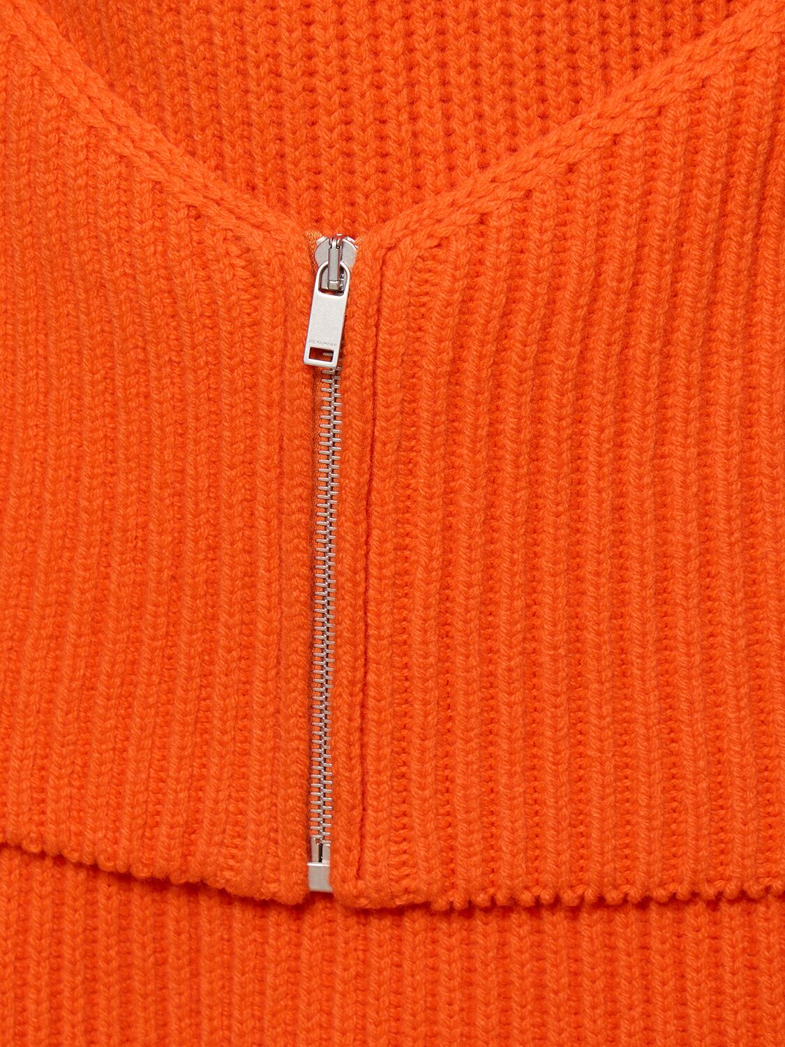 Shop Jil Sander Knit Wool Vest W/ Zip Detail In Orange