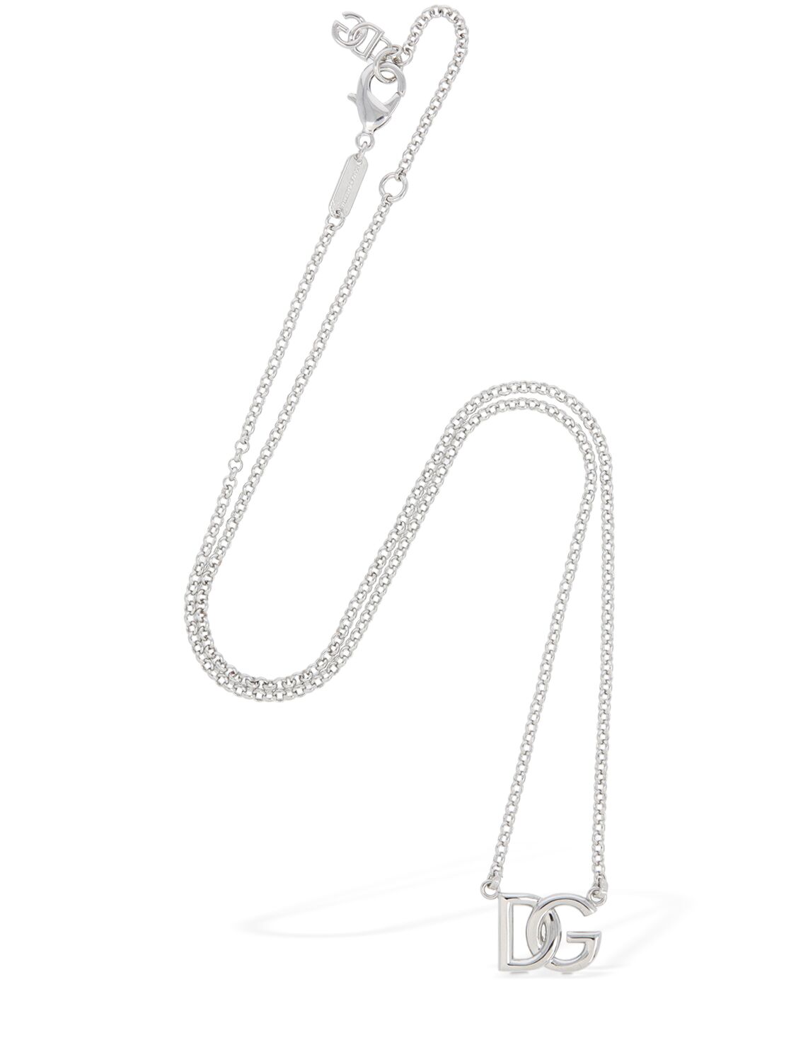 Shop Dolce & Gabbana Dg Logo Necklace In Silver