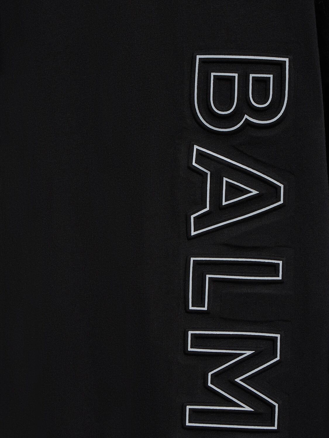 Shop Balmain Logo Embossed Cotton T-shirt In Black,grey