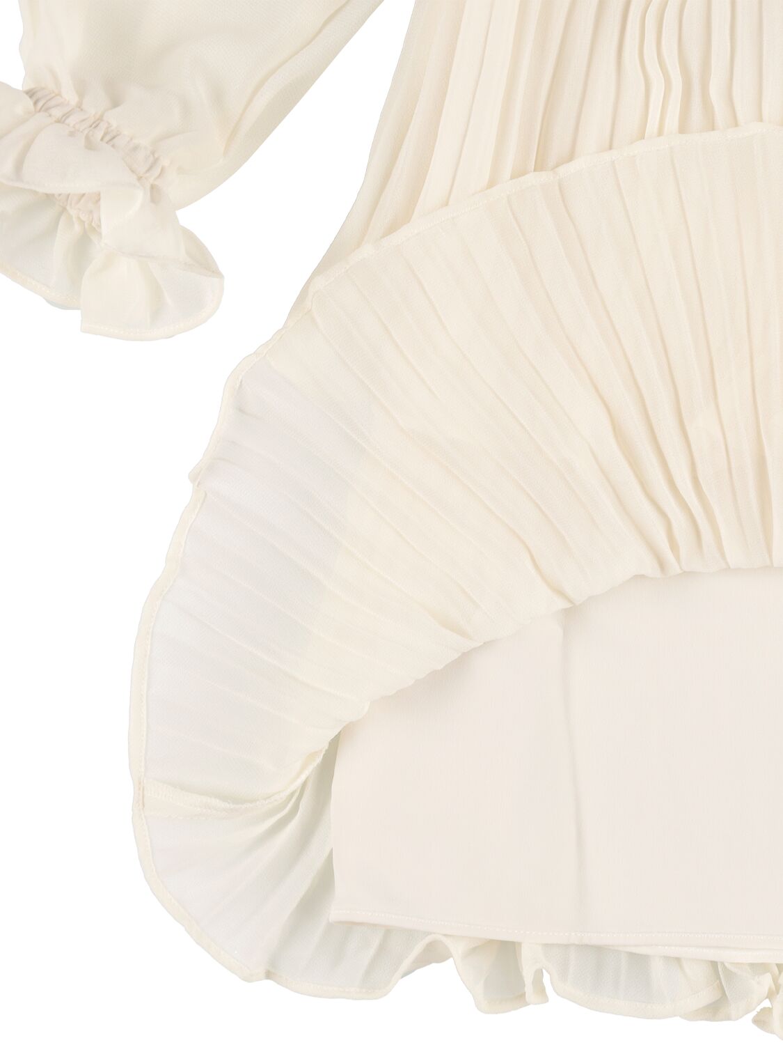 Shop Self-portrait Tiered Chiffon Midi Dress W/ Faux Pearls In Off White