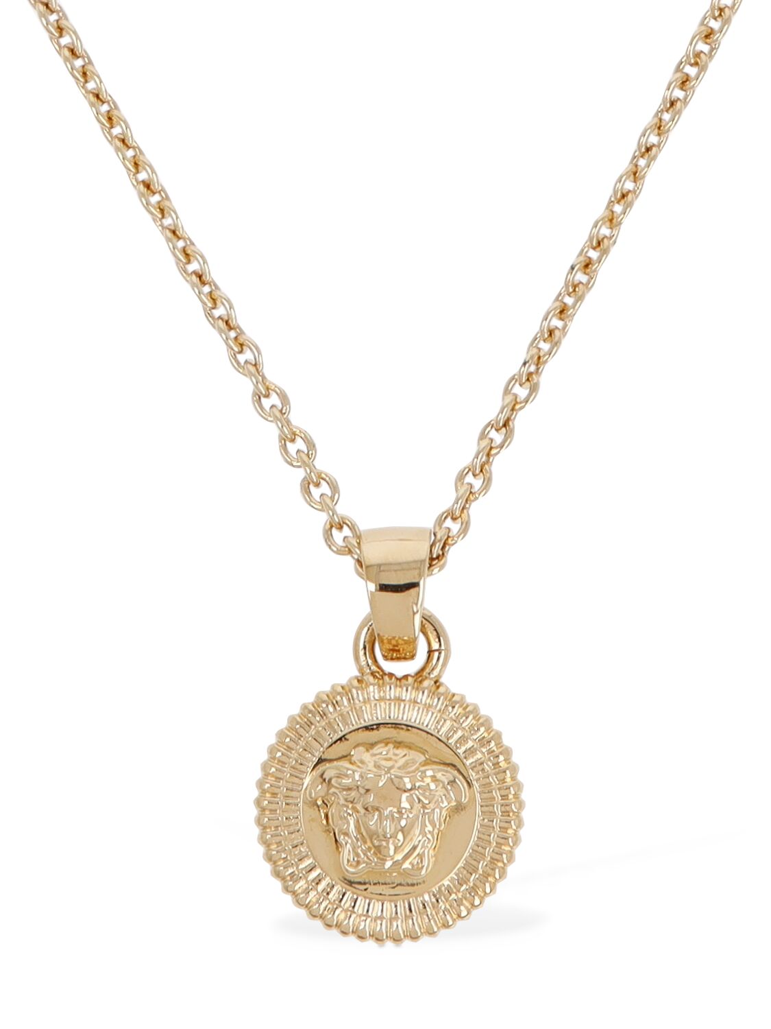Versace Medusa Coin Charm Necklace In Gold