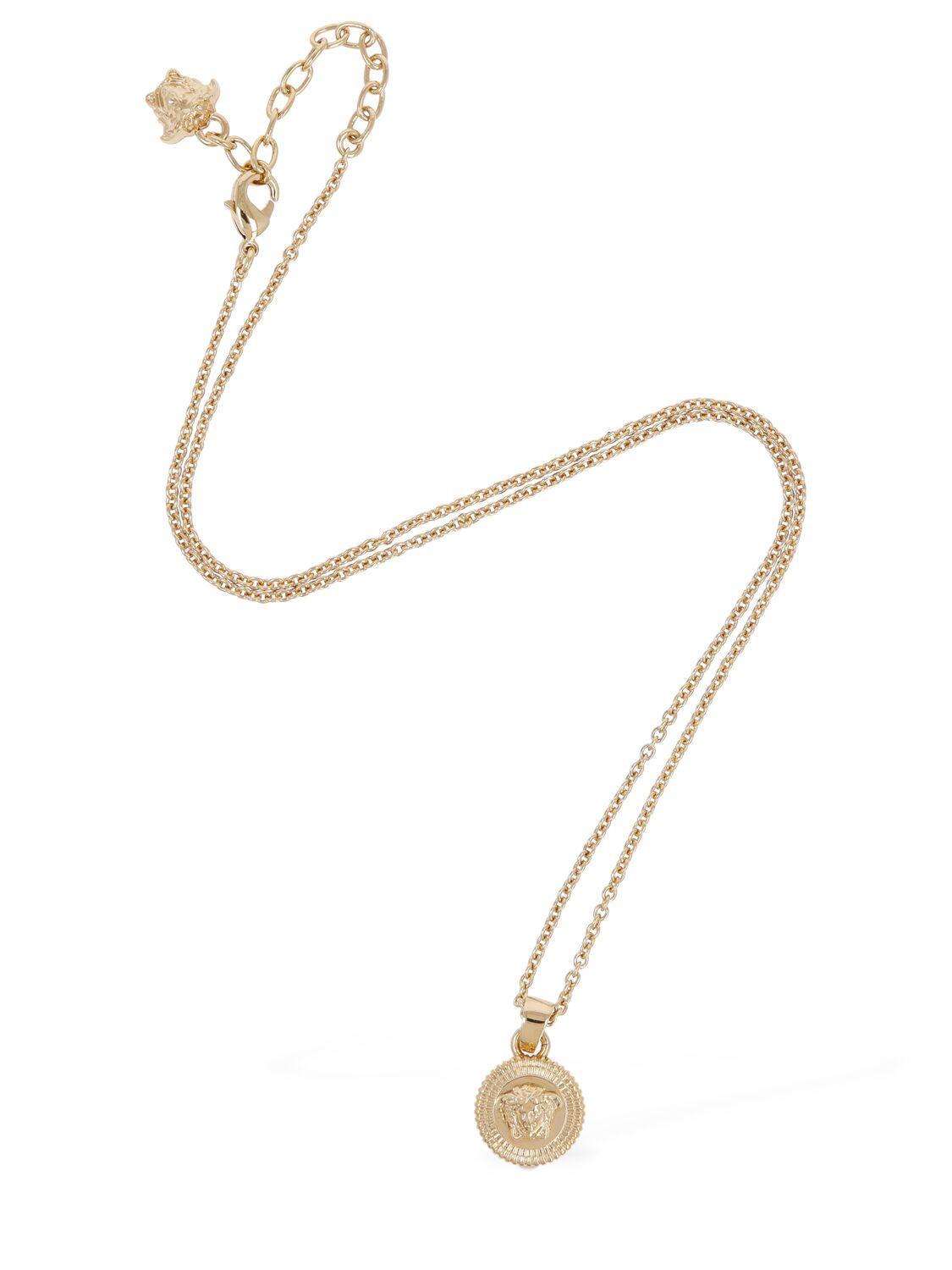 Shop Versace Medusa Coin Charm Necklace In Gold
