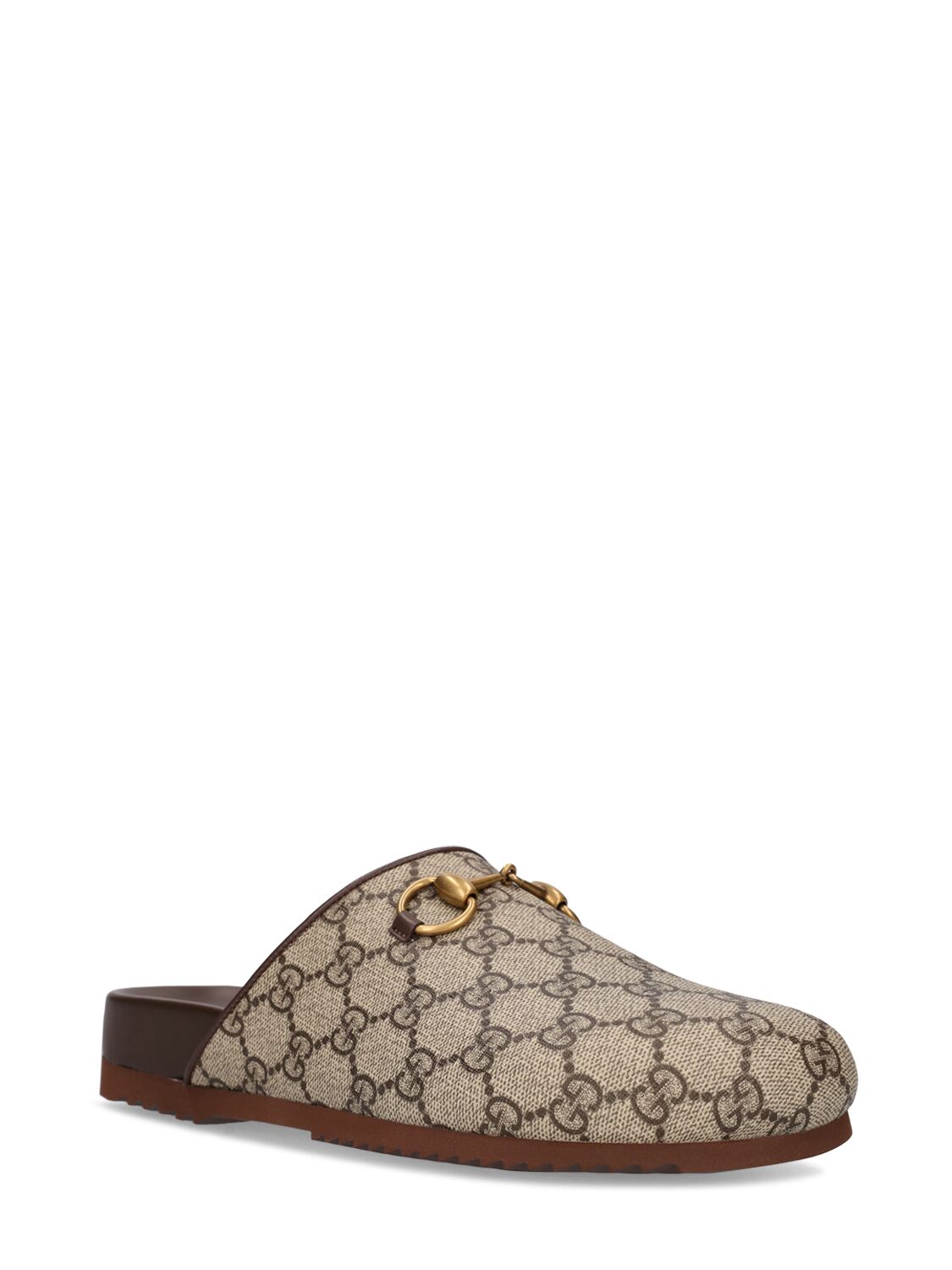Shop Gucci 20mm Gg Supreme Canvas Slippers In Ebenholz