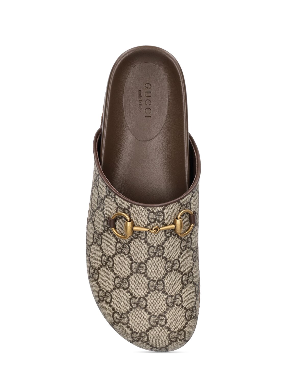 Shop Gucci 20mm Gg Supreme Canvas Slippers In Ebenholz