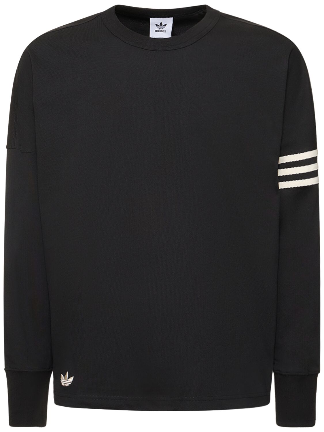 Adidas Originals Neuclassics Cotton Long Sleeve T-shirt In Black,wonwhi