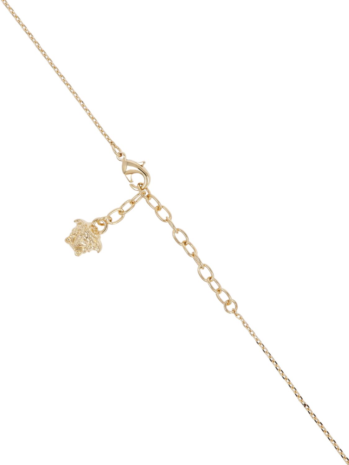 Shop Versace Medusa Crystal Charm Necklace In Gold,pink